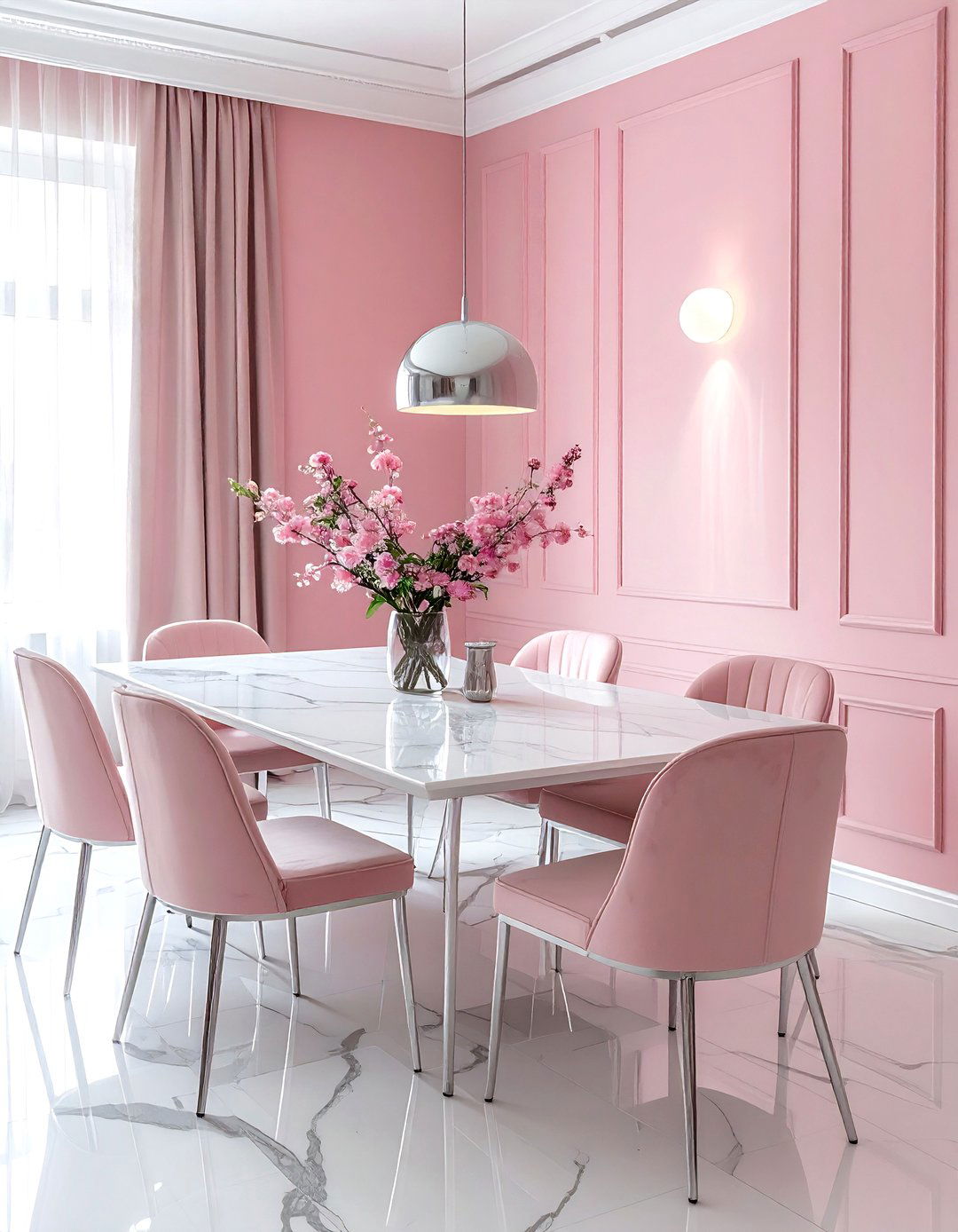 Pink and marble dining room - 30 pink dining room color schemes