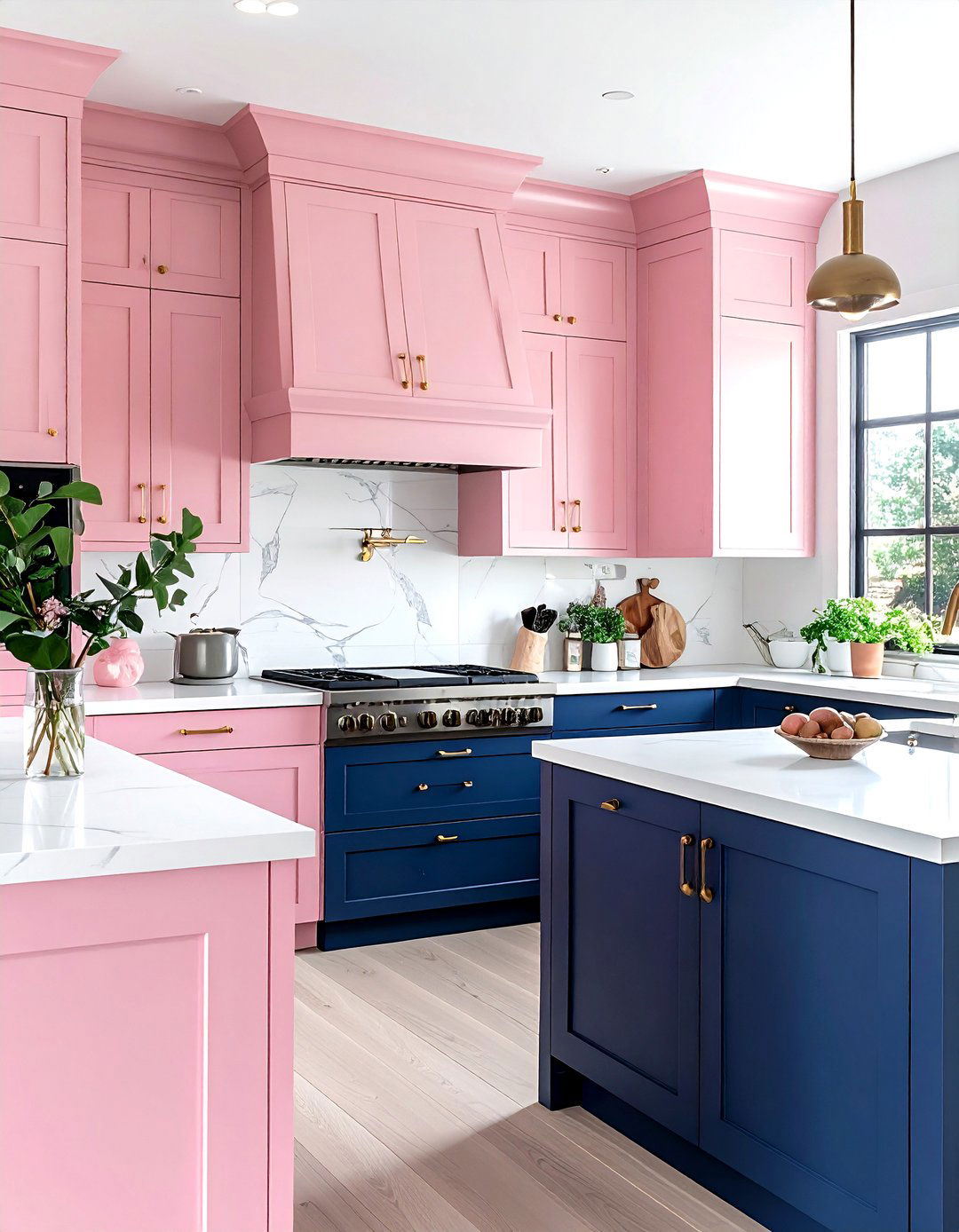 Pink and navy blue kitchen - 30 pink kitchen color schemes