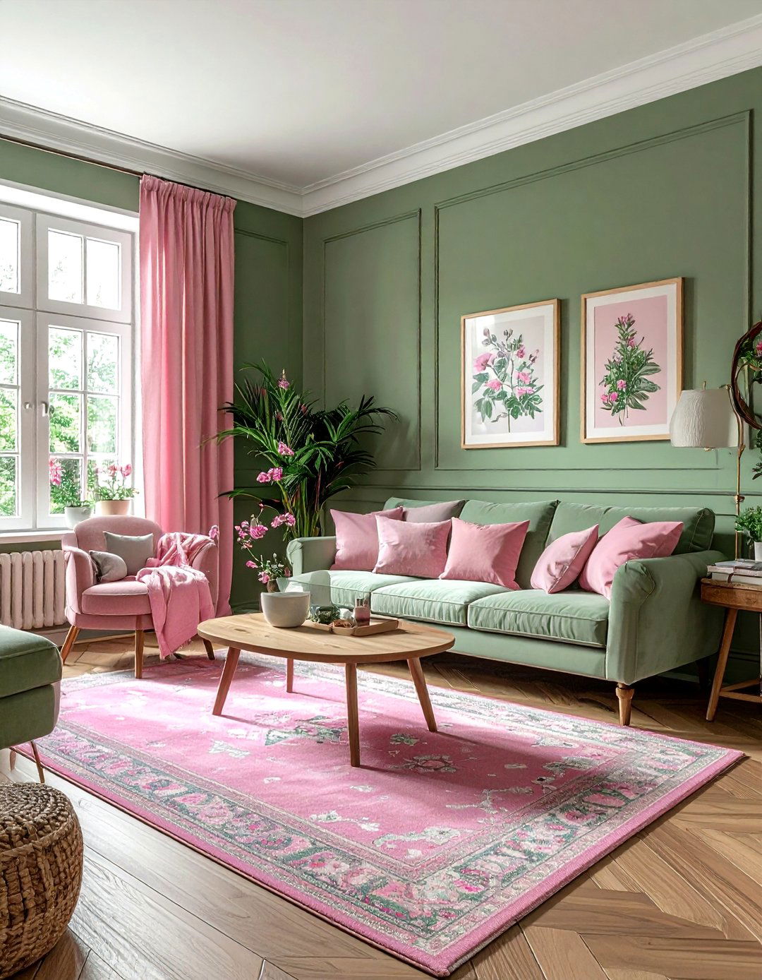 Pink and sage living room - 30 pink living room ideas