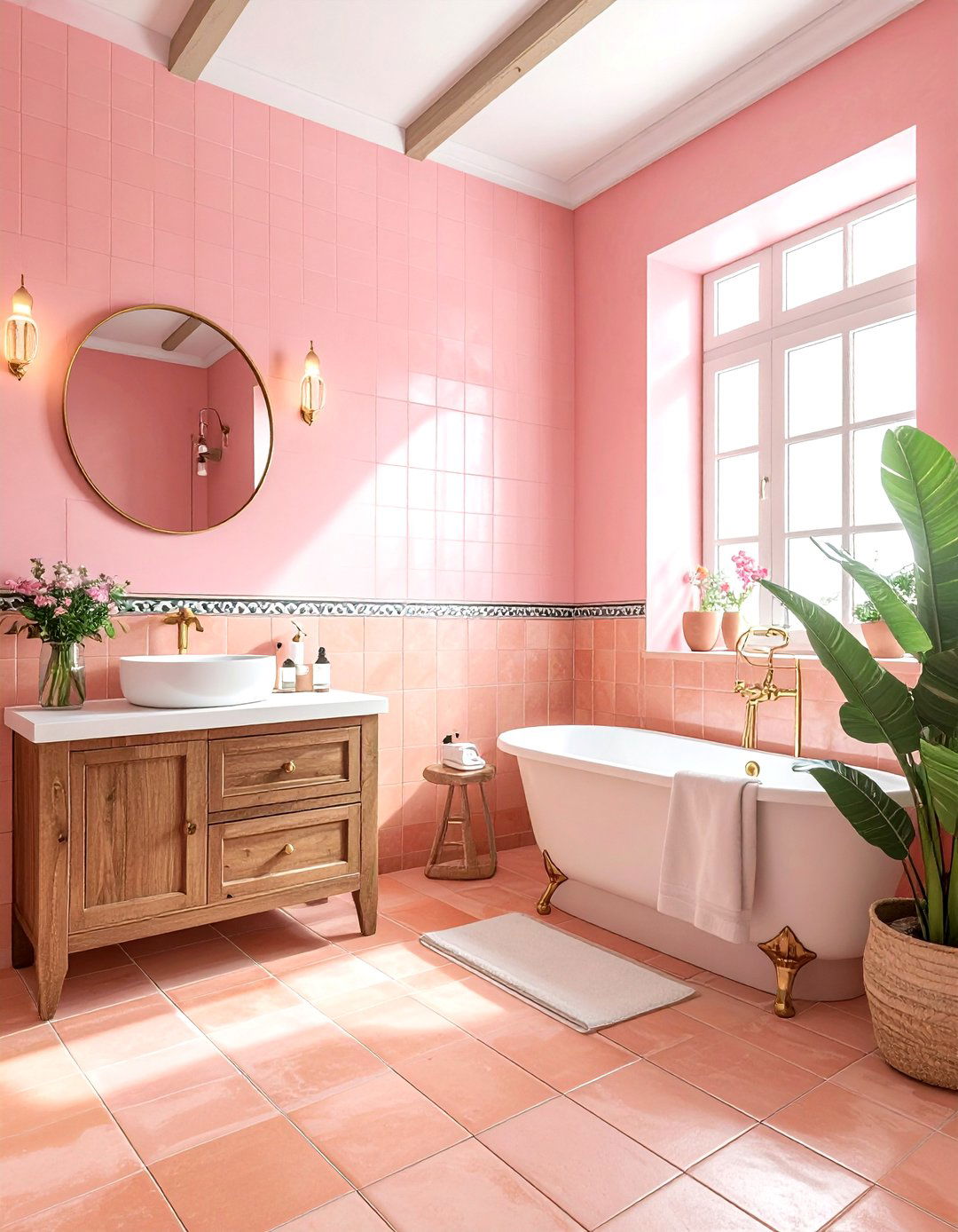 Pink and terracotta bathroom - 30 pink bathroom color schemes