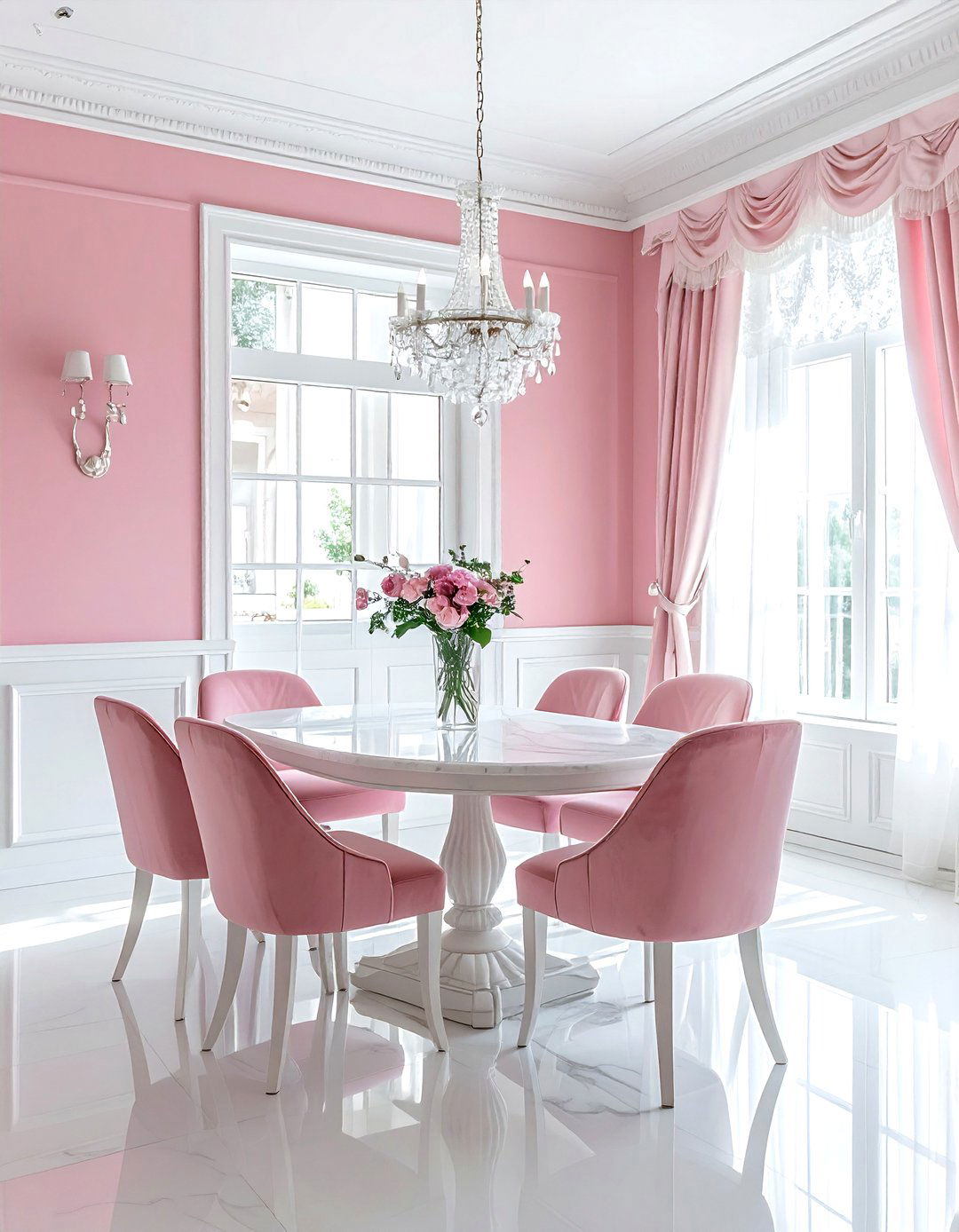 Pink and white dining room - 30 pink dining room color schemes