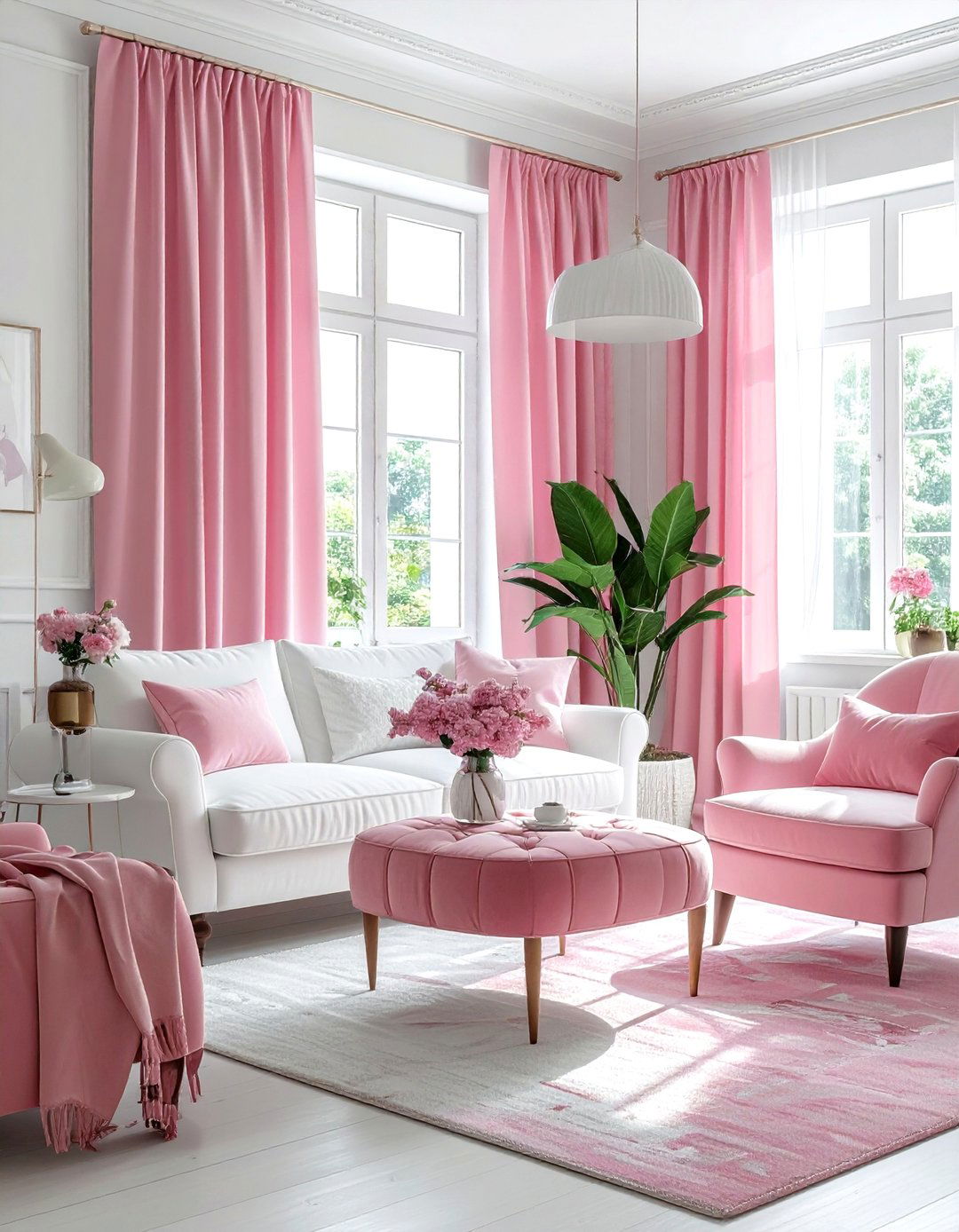 Pink and white living room - 30 pink living room ideas