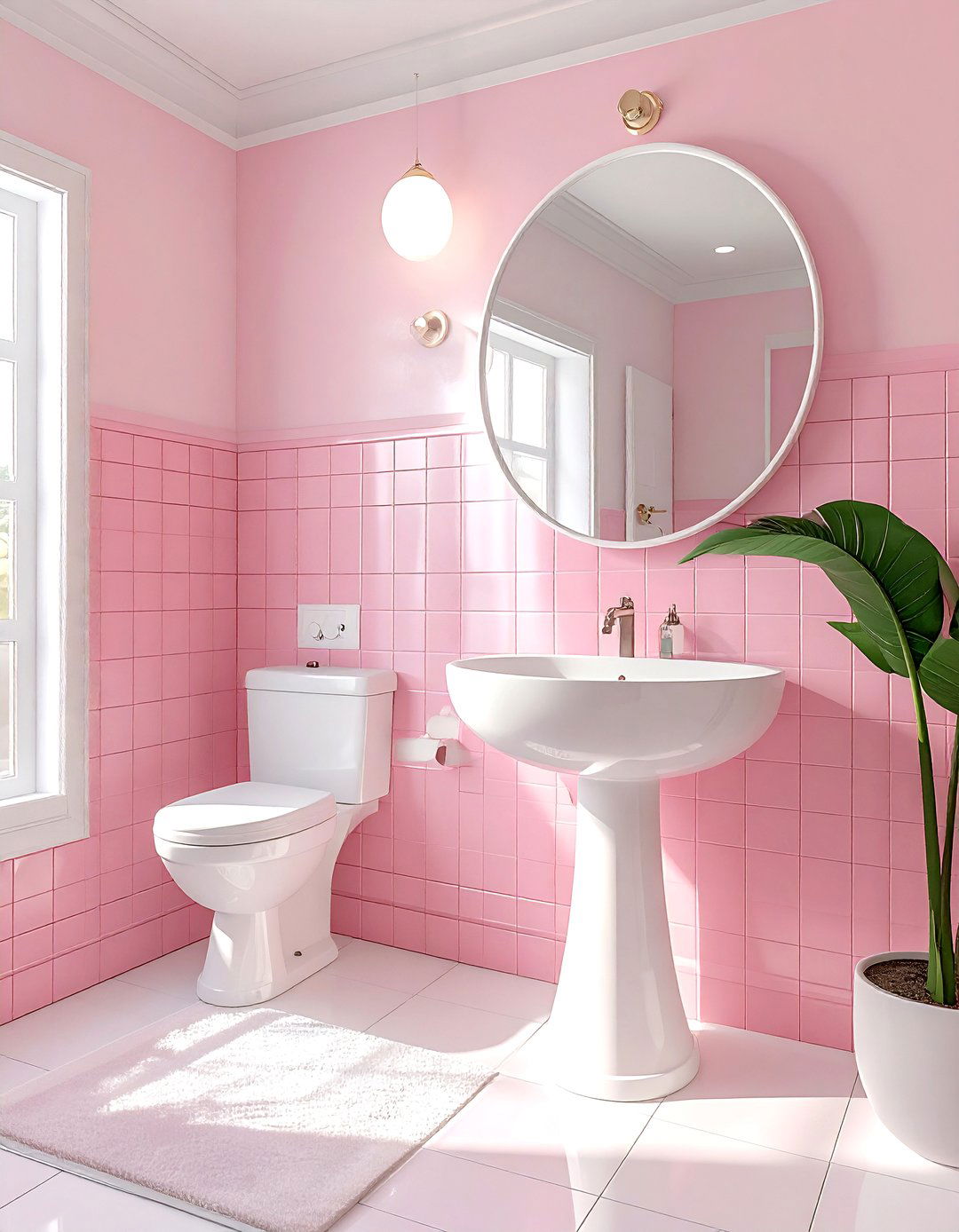 Pink and white vintage bathroom - 30 pink and white bathroom ideas