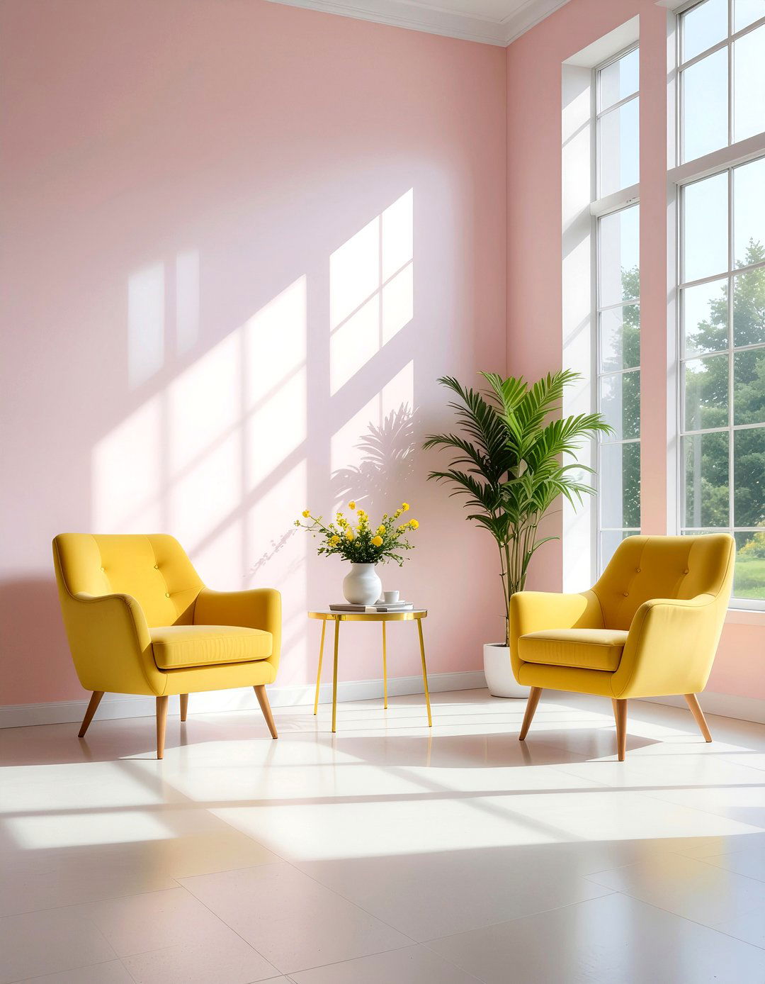 Pink and yellow living room - 30 living room pink walls