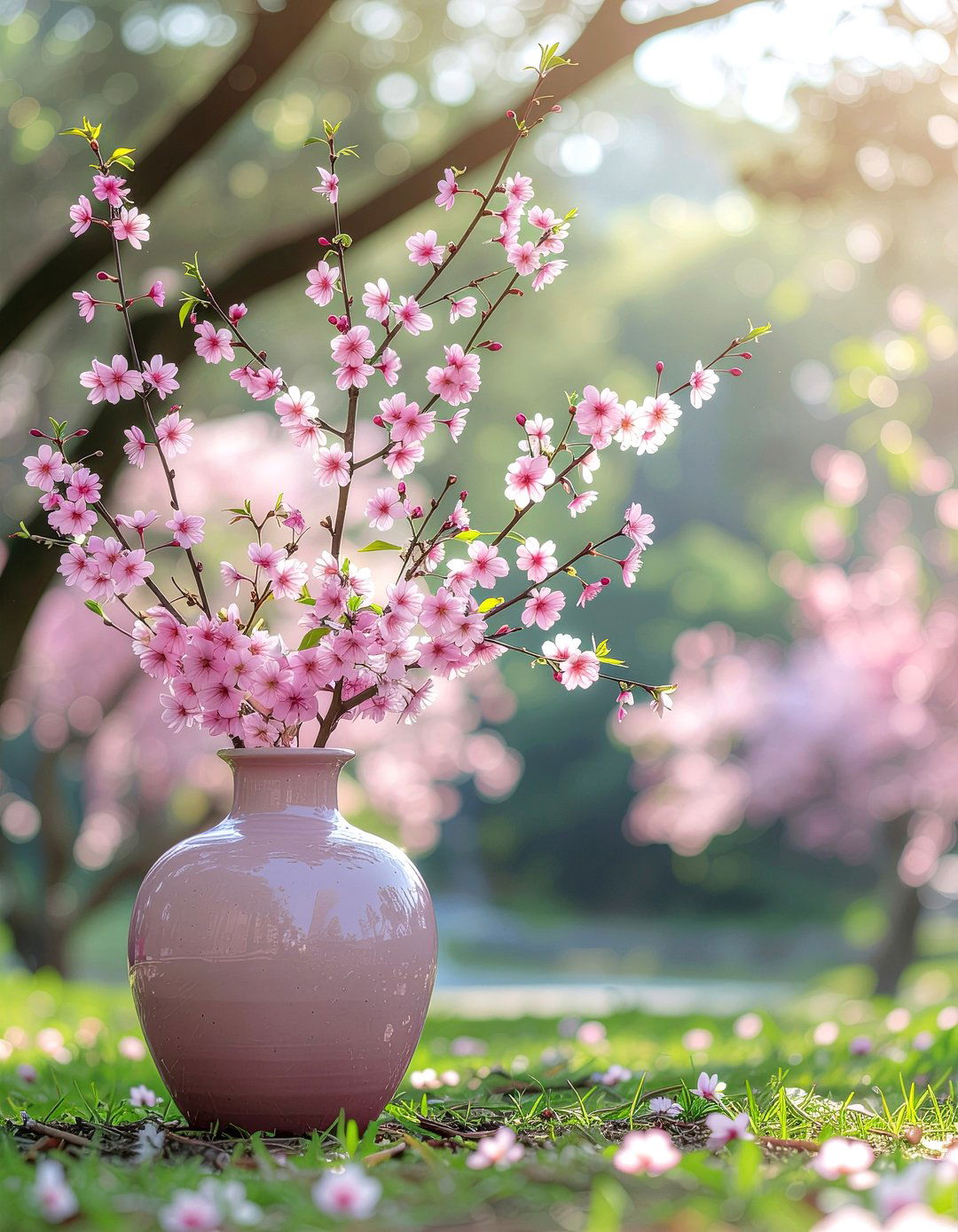 Pink artificial cherry blossom stems - 30 faux flower ideas