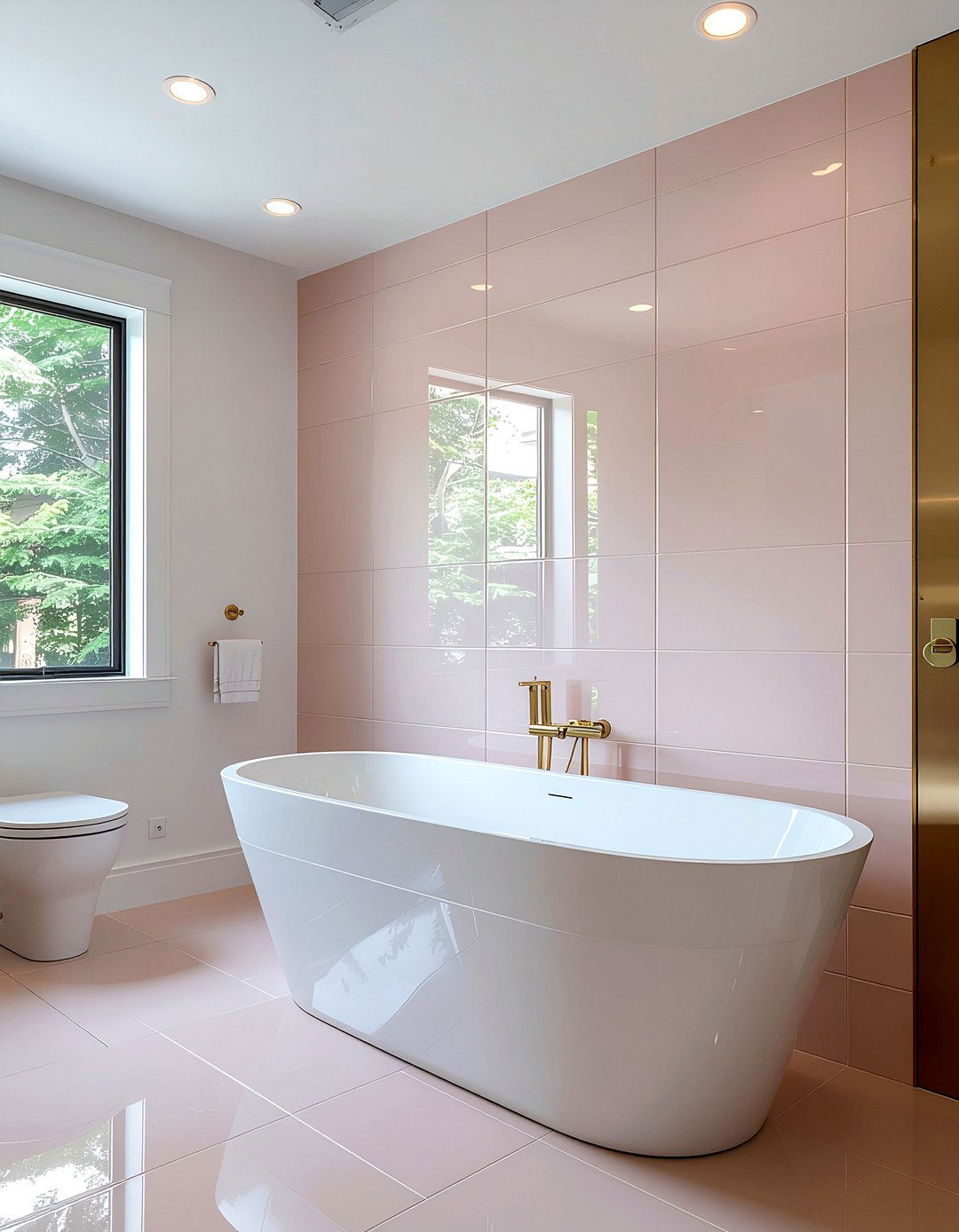 Pink bathroom feature wall - 30 bathroom feature wall ideas
