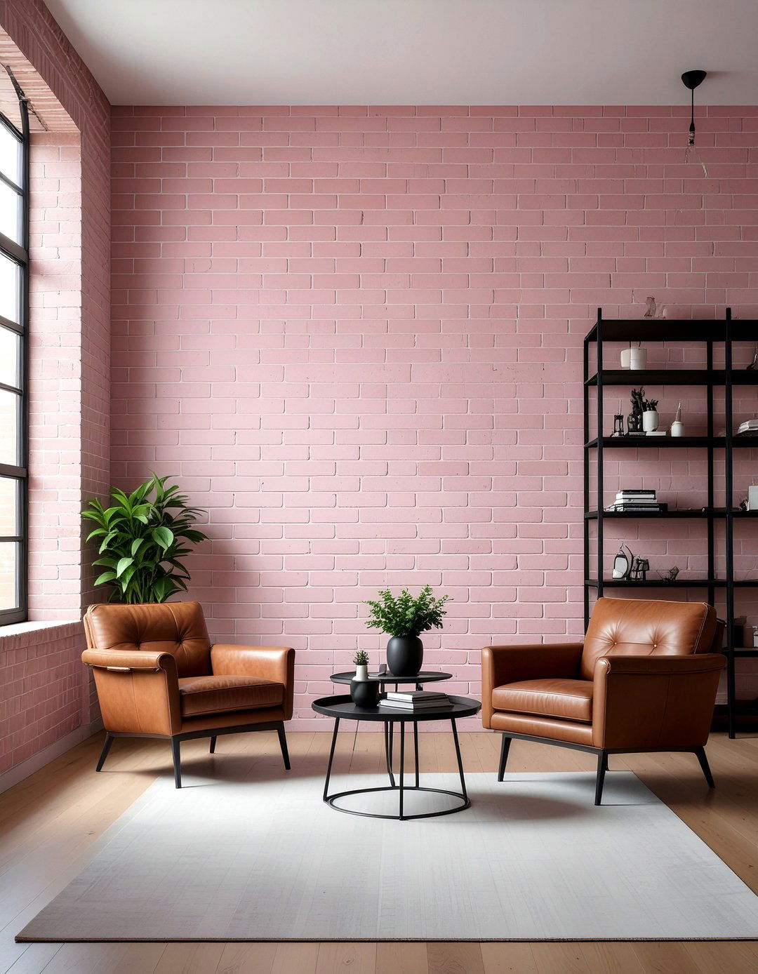 Pink brick wall living room - 30 living room pink walls