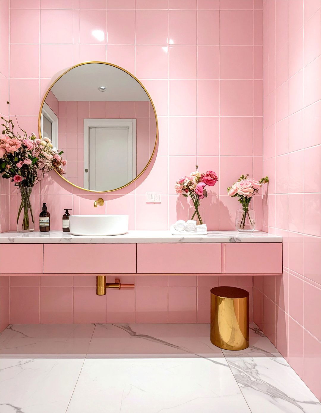 Pink ceramic tile bathroom - 30 ceramic tile bathroom ideas