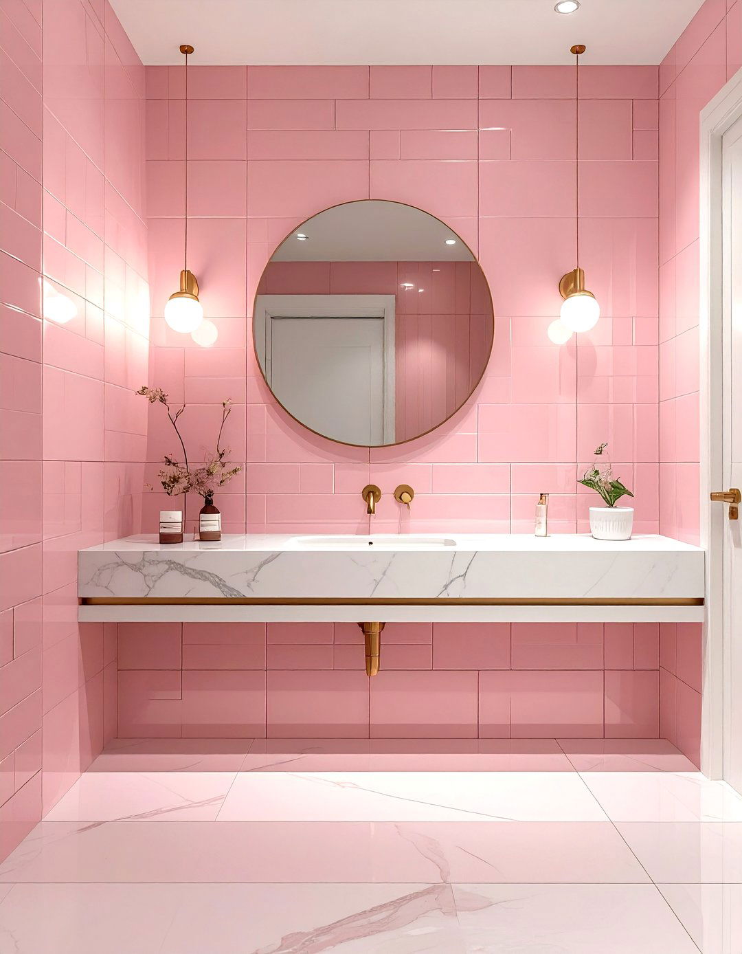Pink ceramic tile bathroom - 30 ceramic bathroom ideas