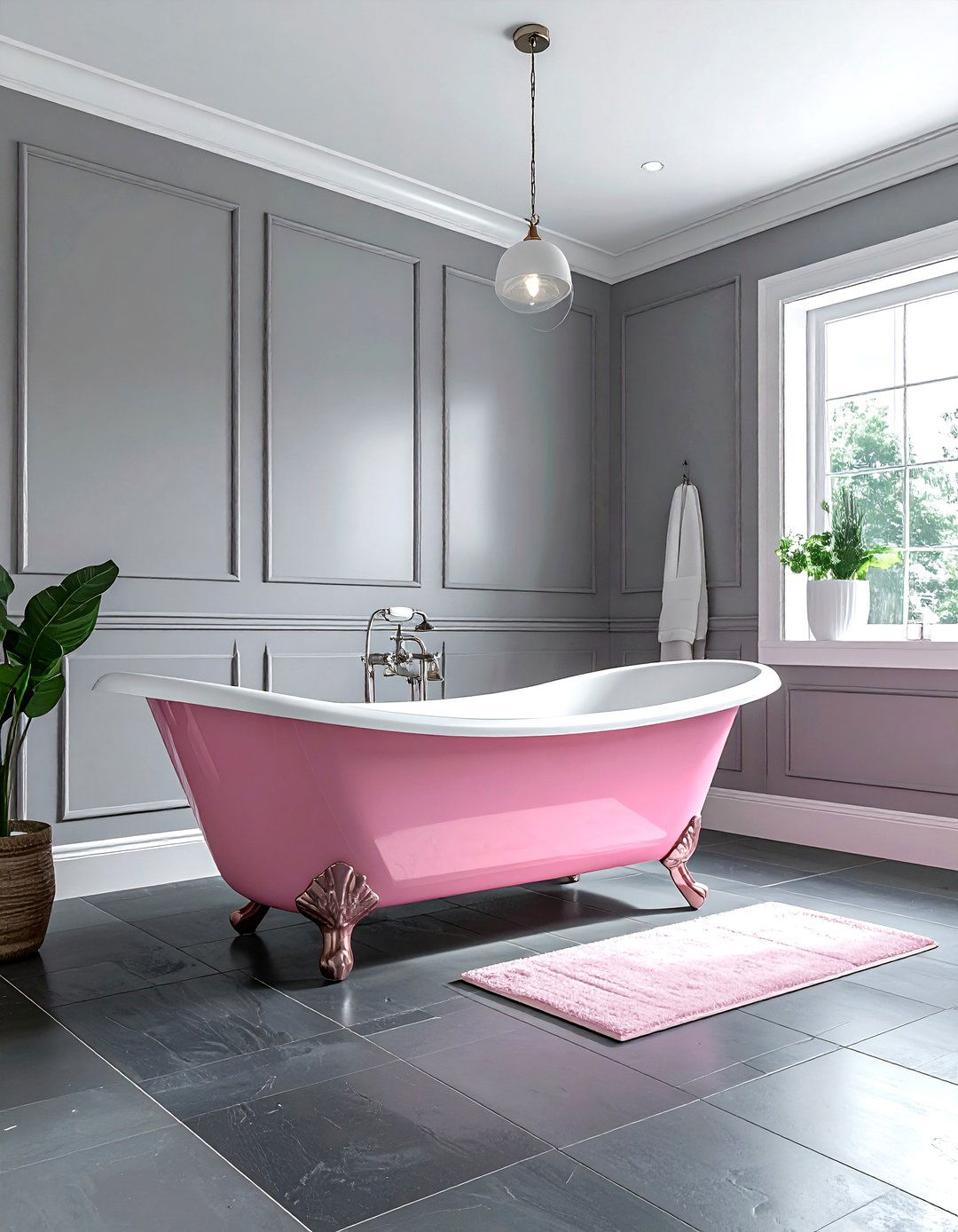 Pink clawfoot tub gray bathroom - 30 pink gray bathroom ideas