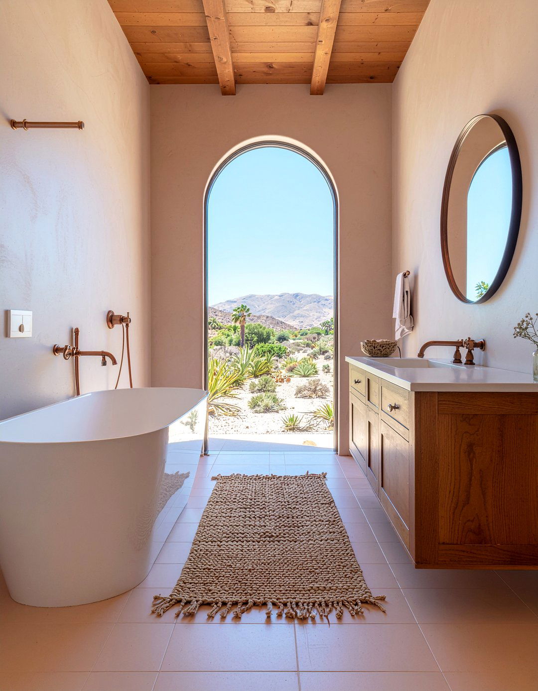 Pink clay tile bathroom - 30 floor to ceiling tile bathroom ideas