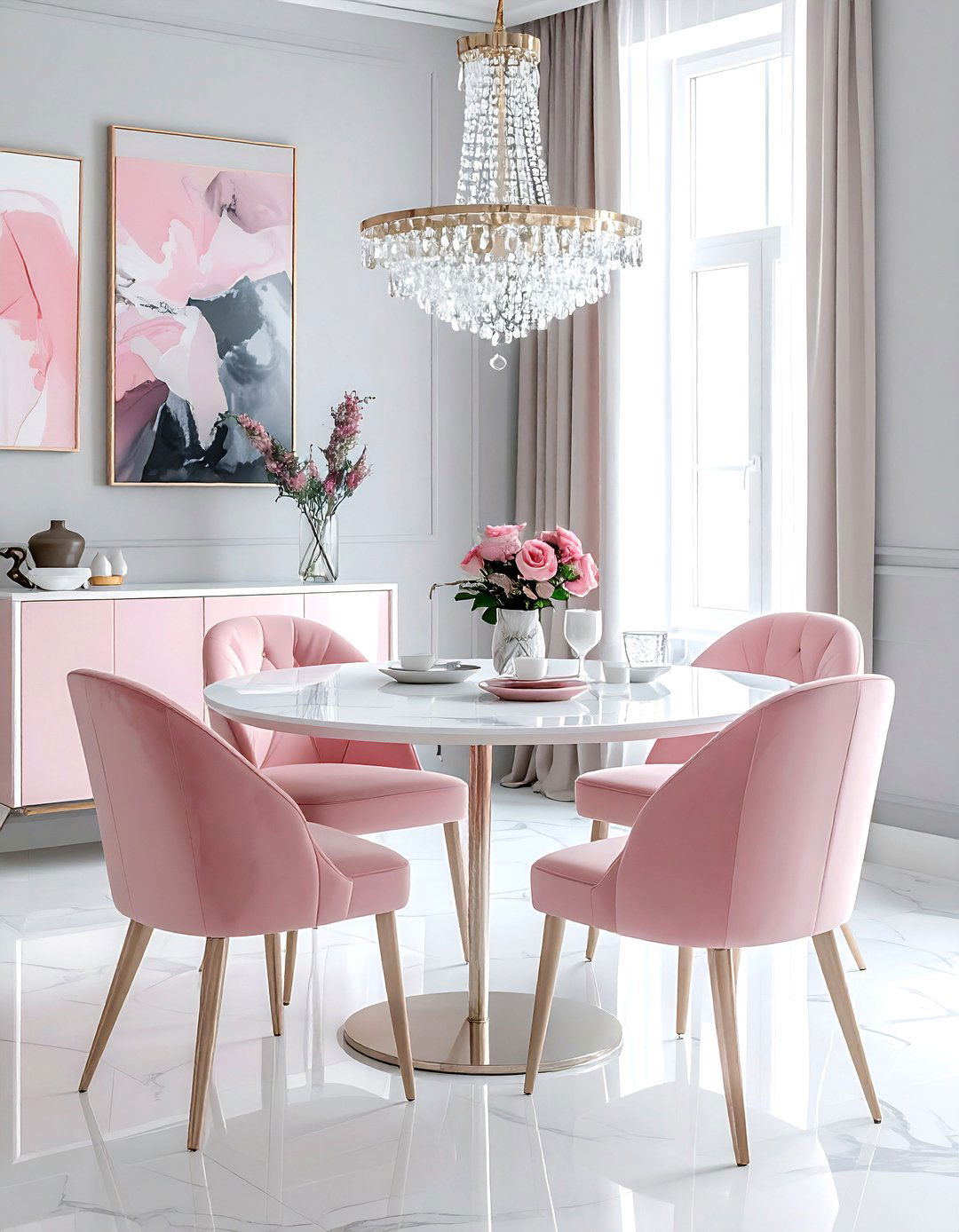 Pink dining room chairs - 30 colorful dining room ideas