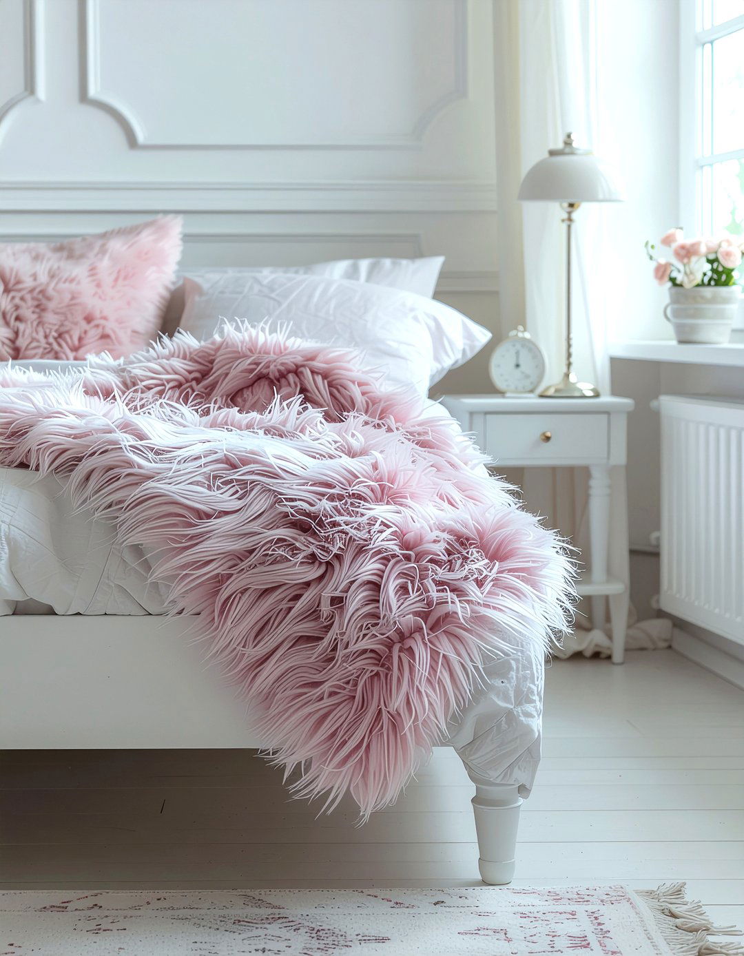 Pink faux fur throw - 30 faux fur throw ideas