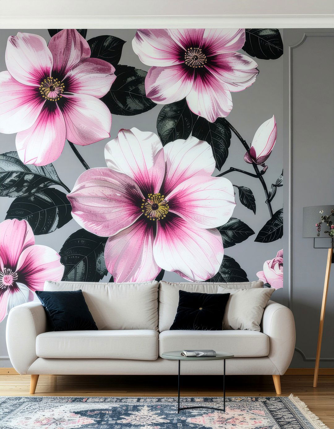 Pink floral wallpaper - 30 living room bold wallpapers
