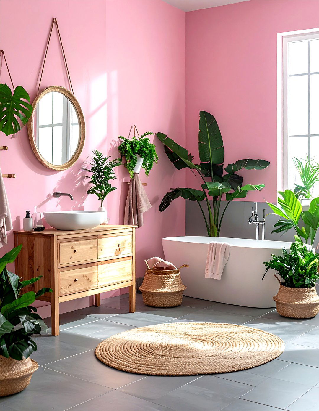 Pink gray boho bathroom - 30 pink gray bathroom ideas