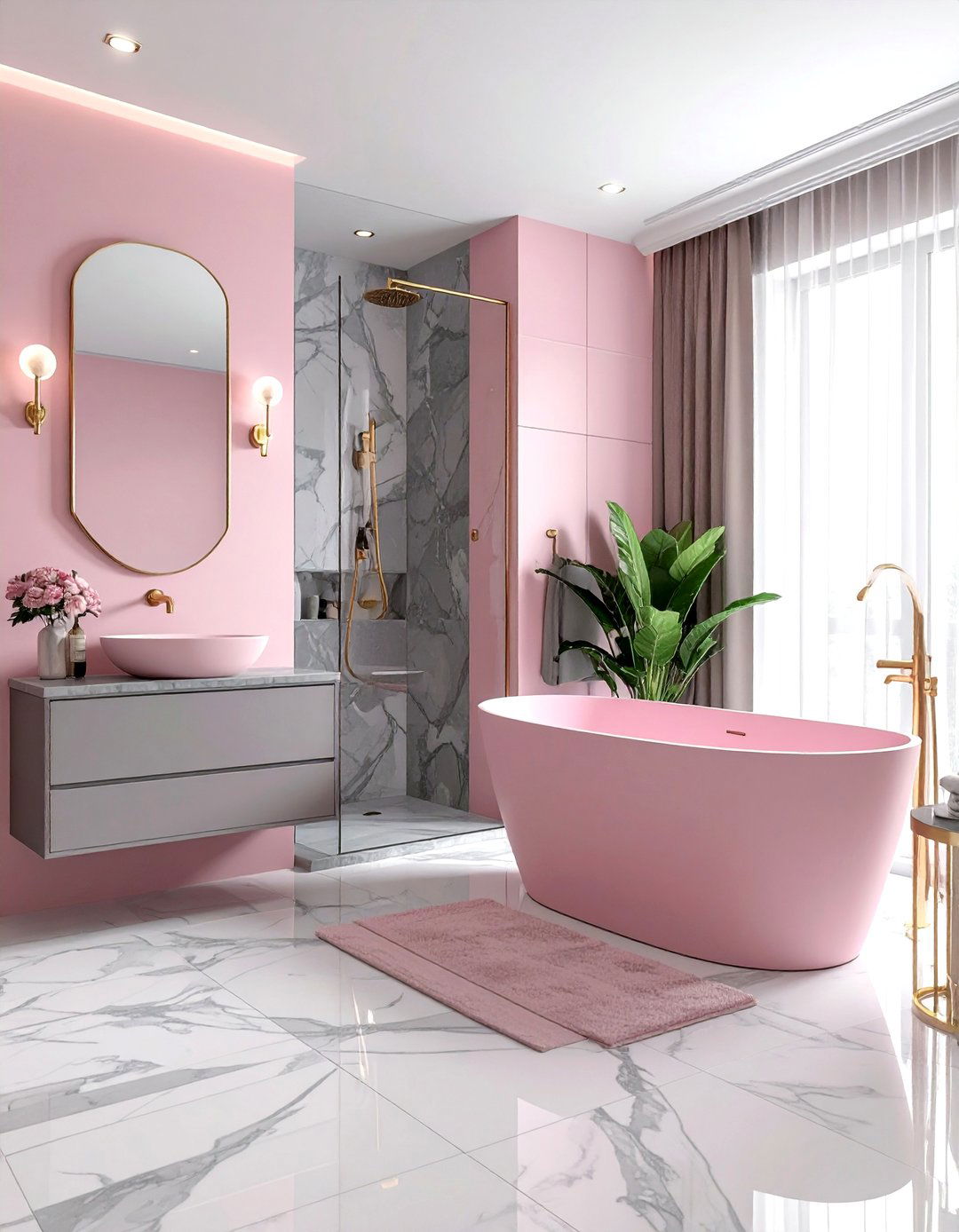 Pink gray luxury bathroom - 30 pink gray bathroom ideas