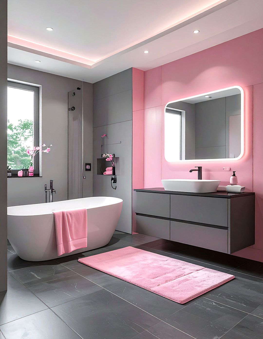 Pink gray master bathroom - 30 pink gray bathroom ideas