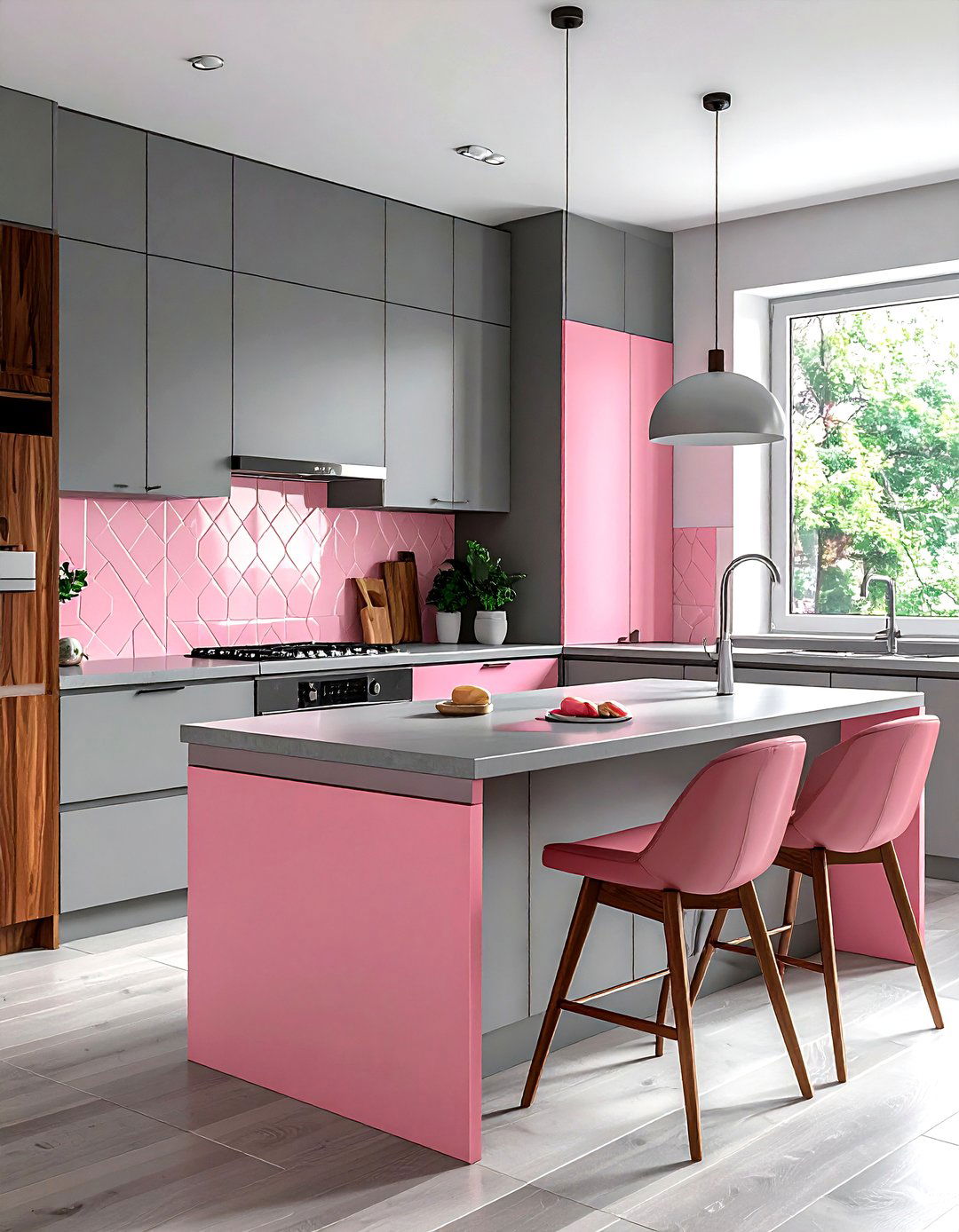 Pink gray mid century kitchen - 30 pink and gray kitchen ideas