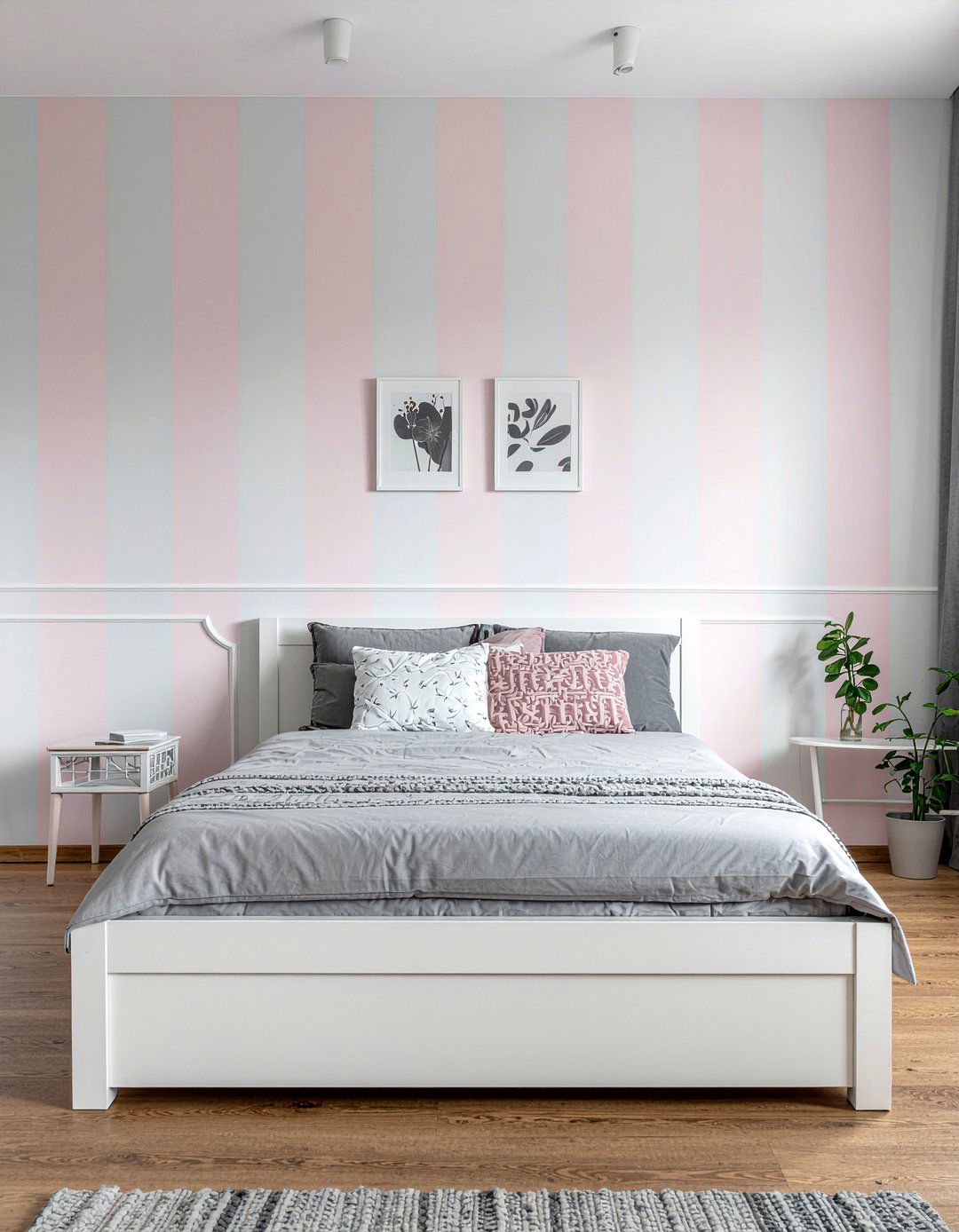 Pink gray striped walls bedroom - 30 pink and gray bedroom ideas