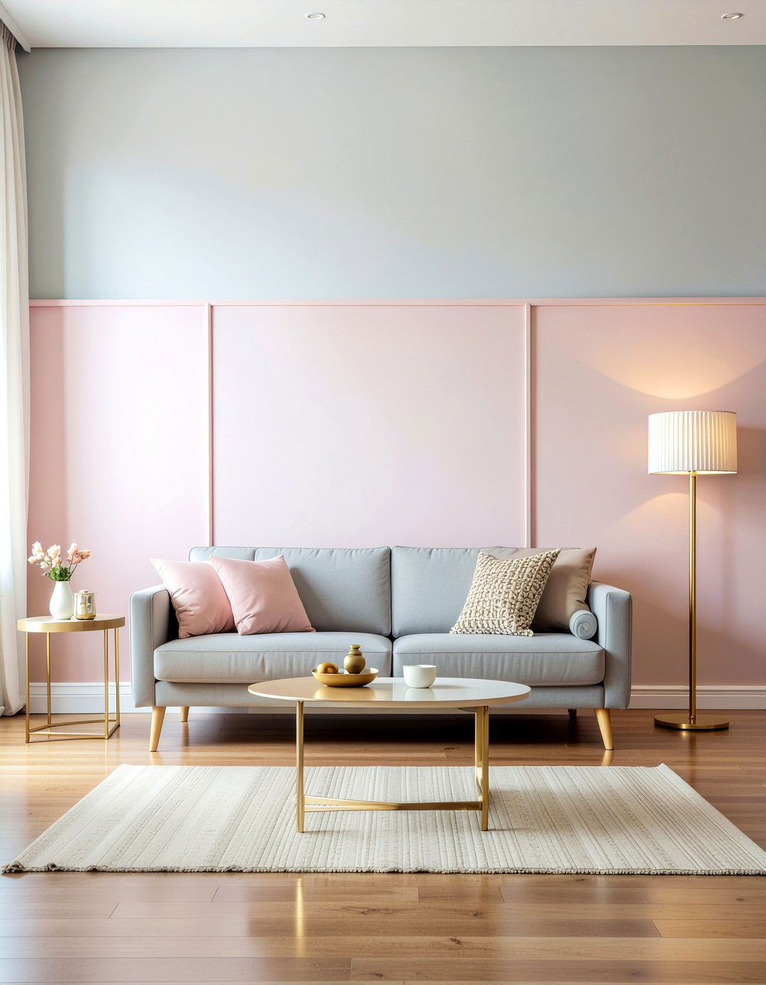 Pink half wall living room - 30 living room half painted walls