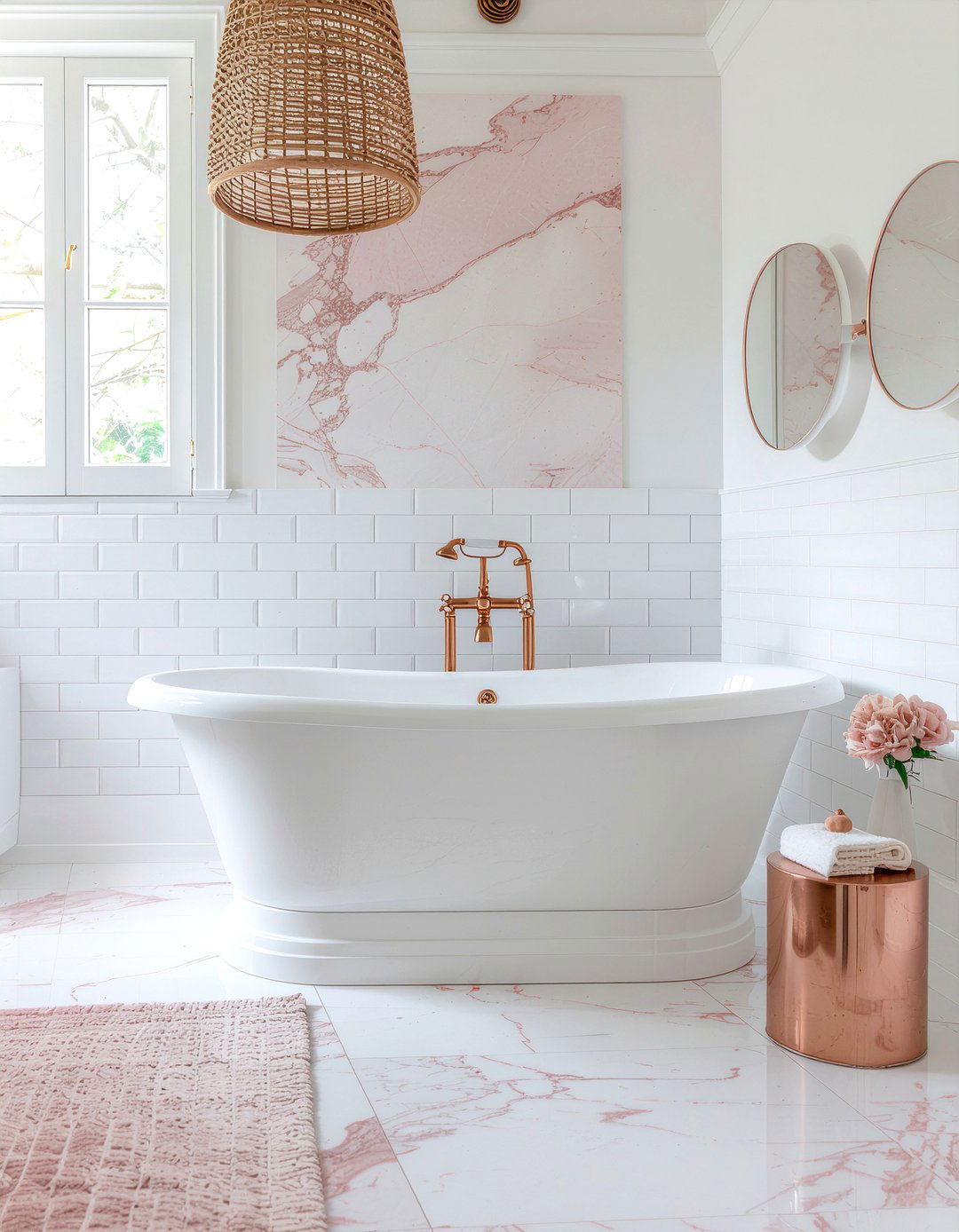 Pink marble bathroom - 30 marble countertop bathroom ideas