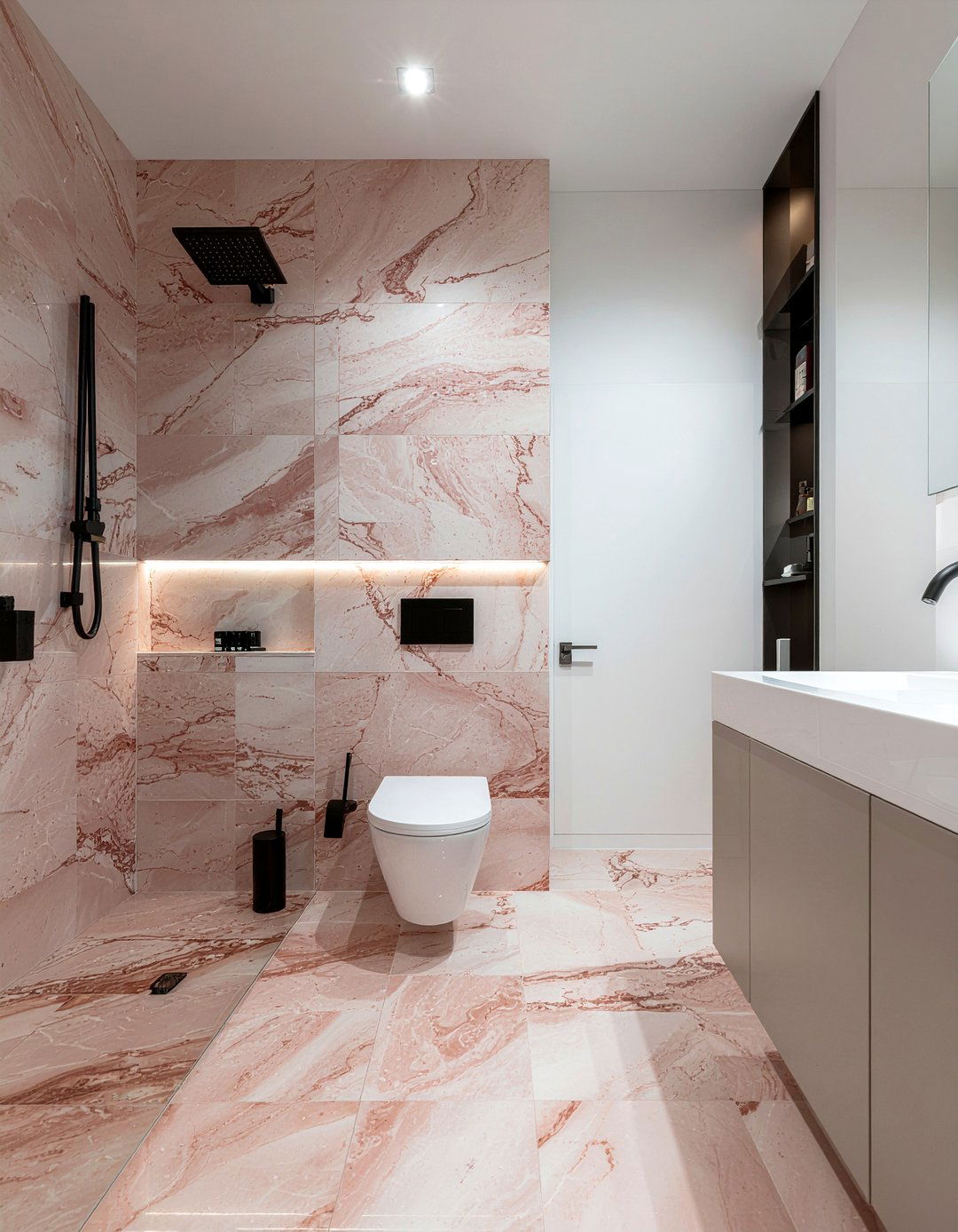 Pink marble bathroom - 30 marble look bathroom ideas