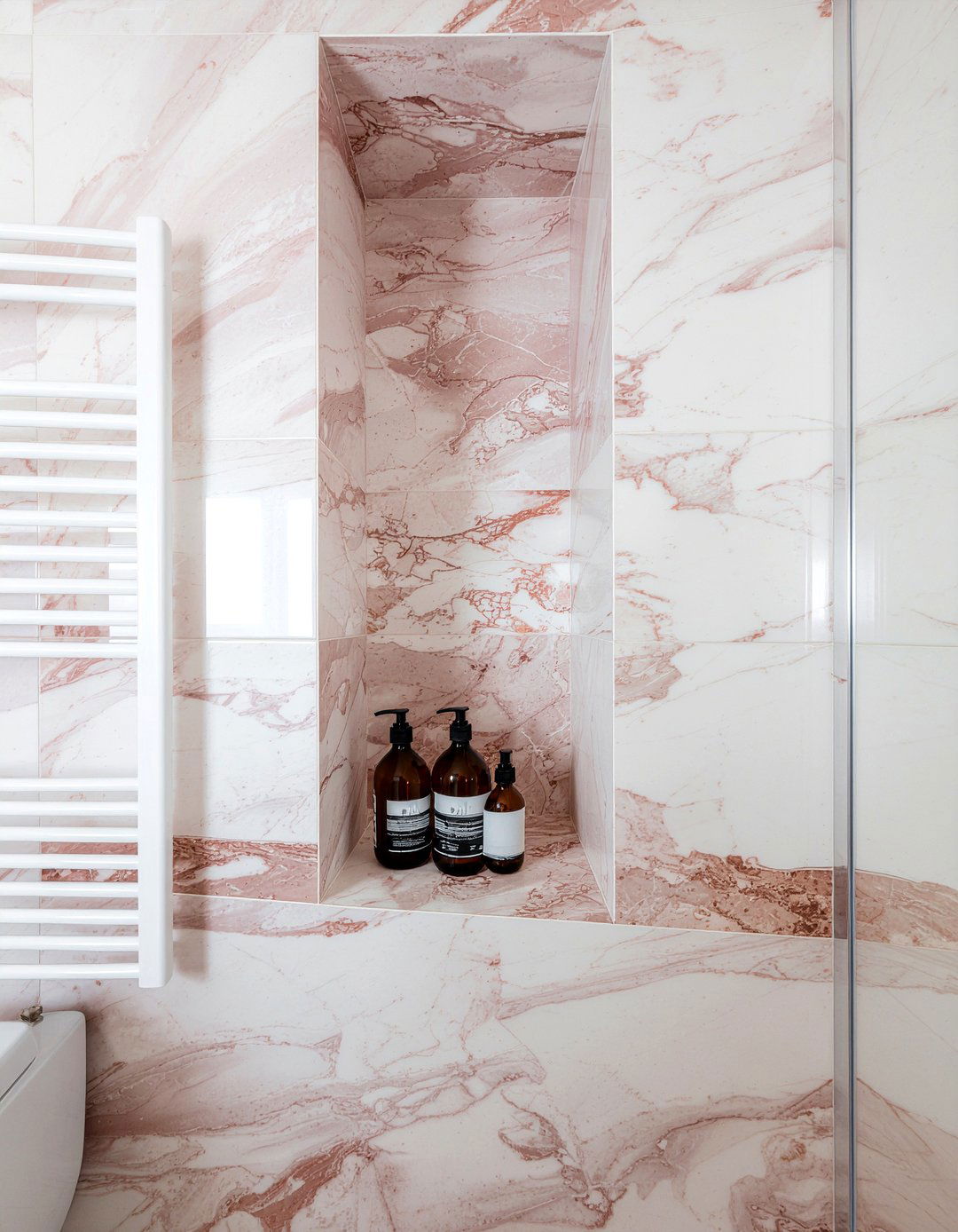 Pink marble bathroom niche - 30 pink marble bathroom ideas