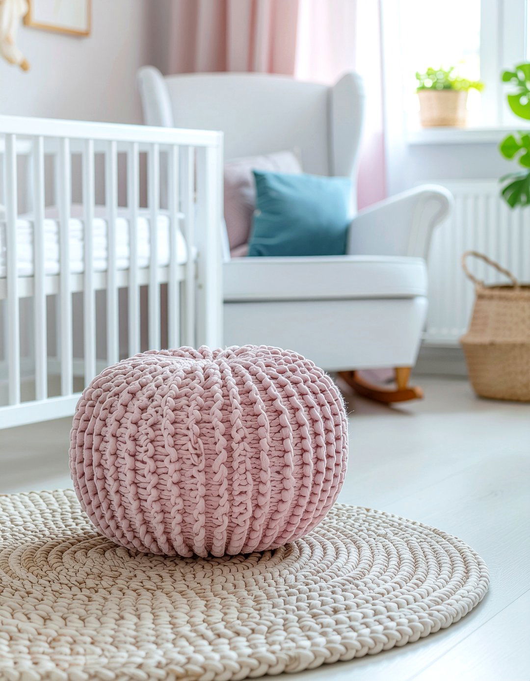 Pink nursery pouf - 30 bedroom poufs