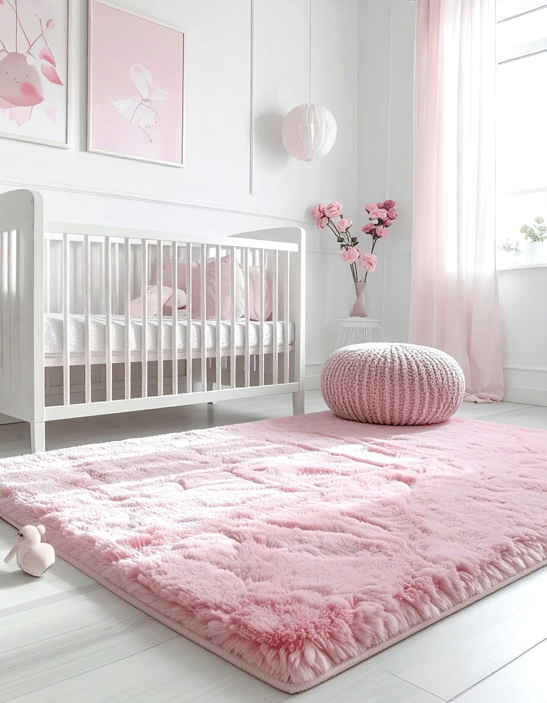 Pink nursery rug - 30 bedroom rug ideas