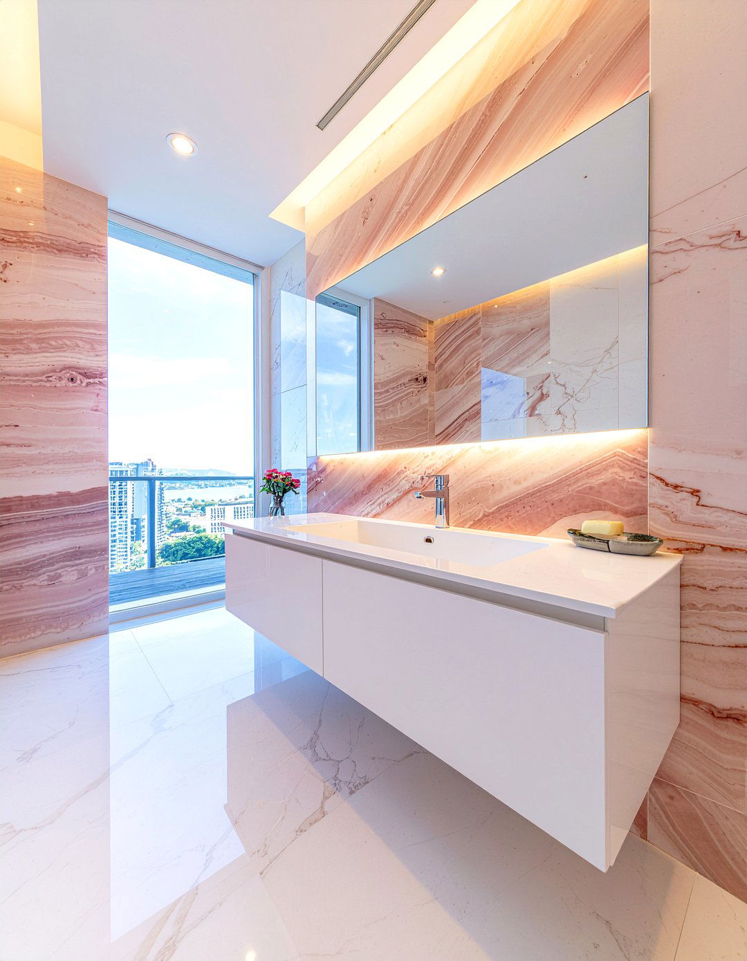 Pink onyx bathroom - 30 pink marble bathroom ideas