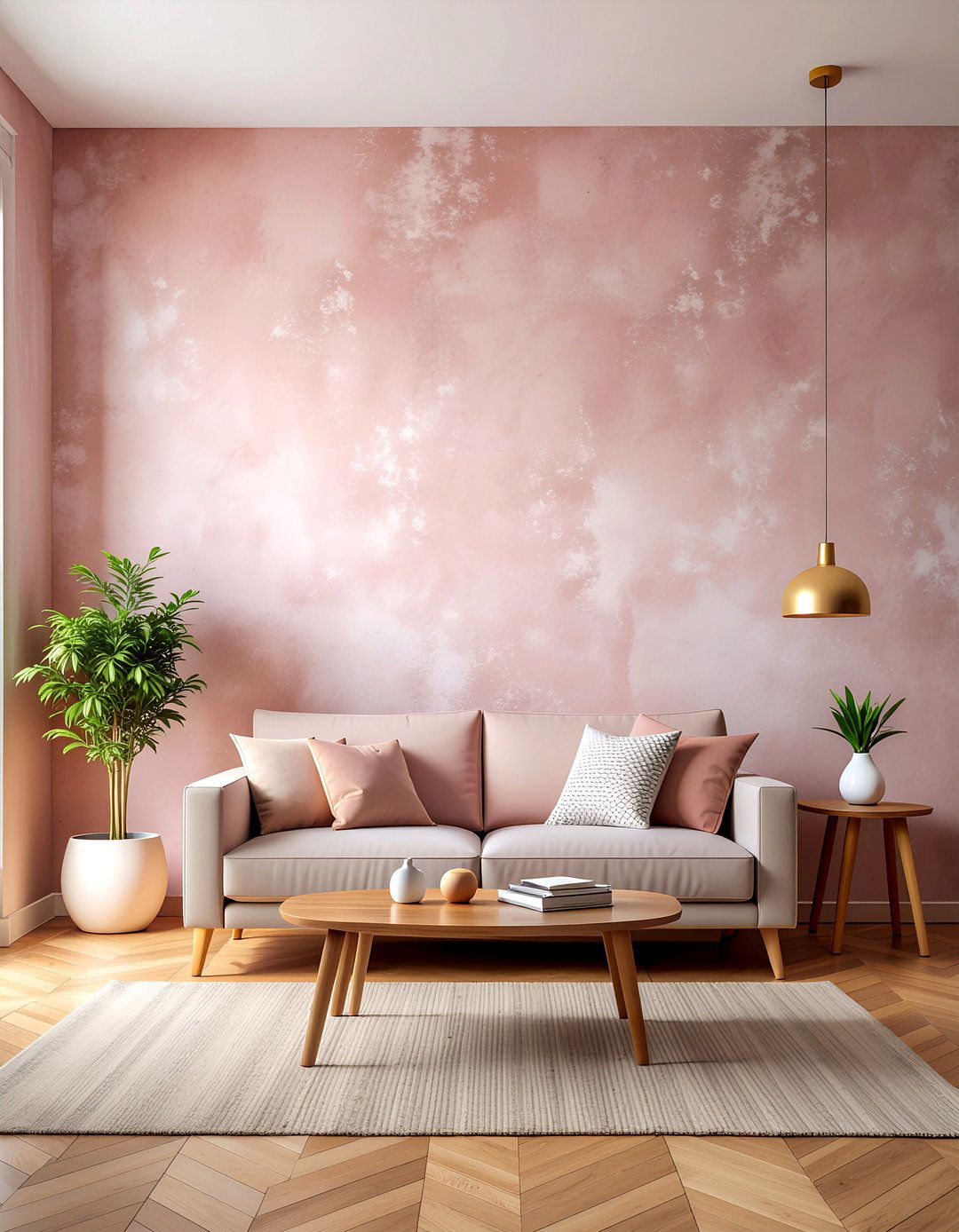 Pink plaster wall living room - 30 living room pink walls