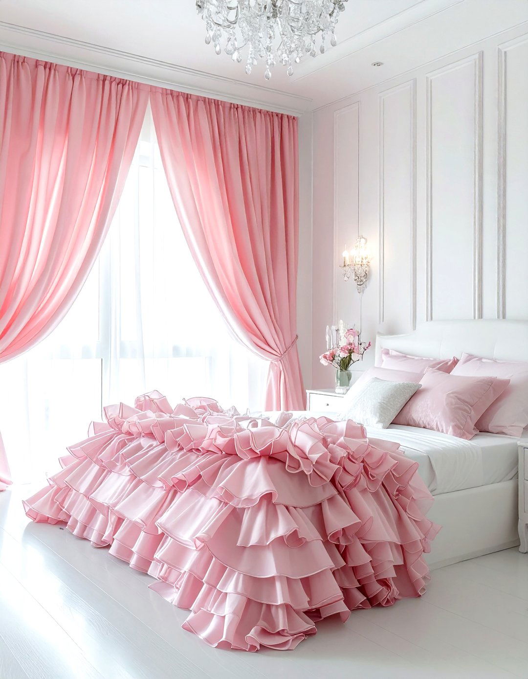 Pink ruffled curtains - 30 colorful curtain ideas