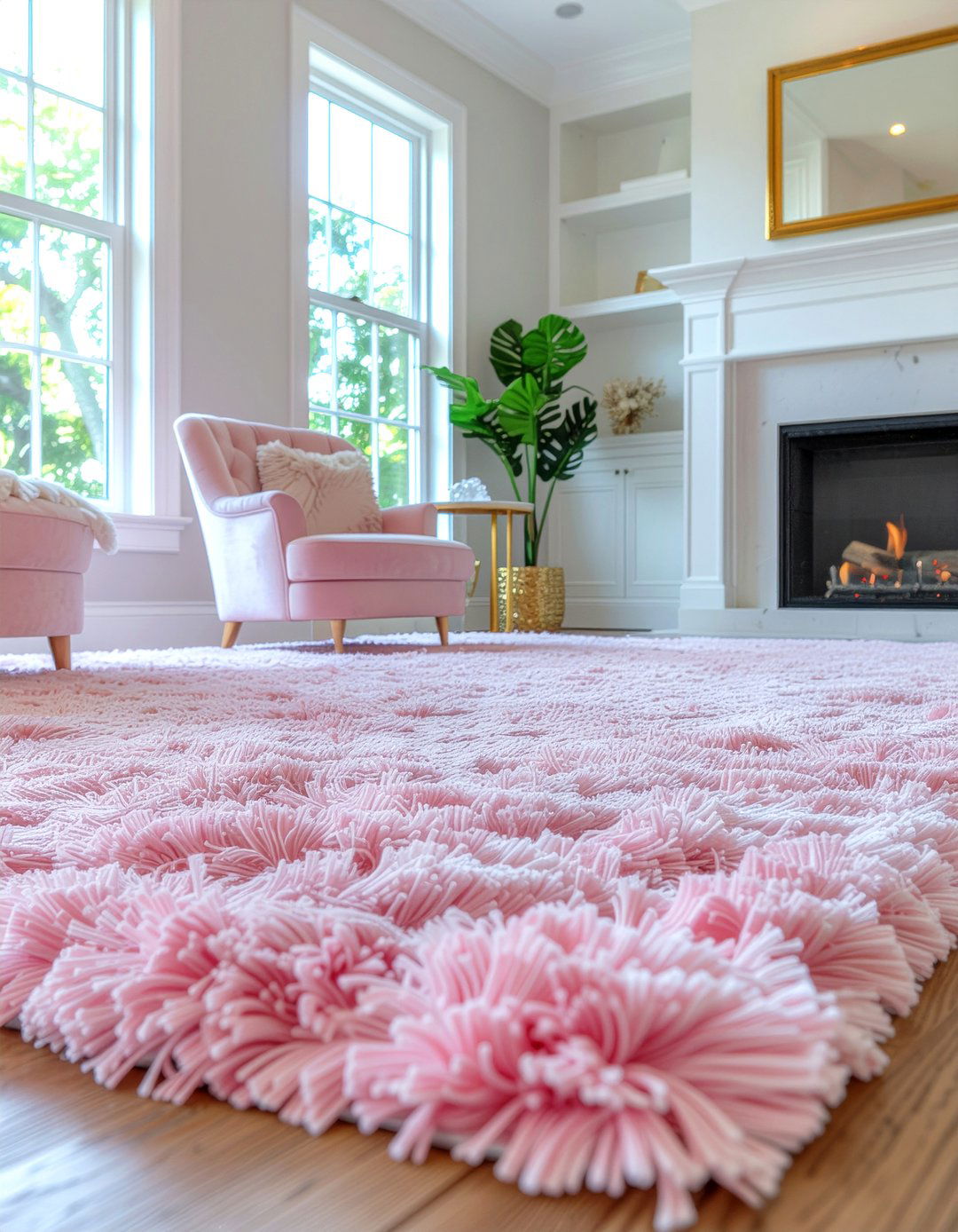 Pink shag rug - 30 living room shag rugs
