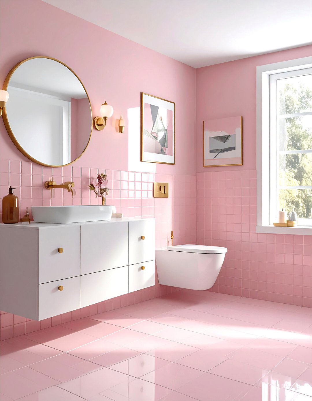 Pink square mosaic bathroom - 30 small tile bathroom ideas
