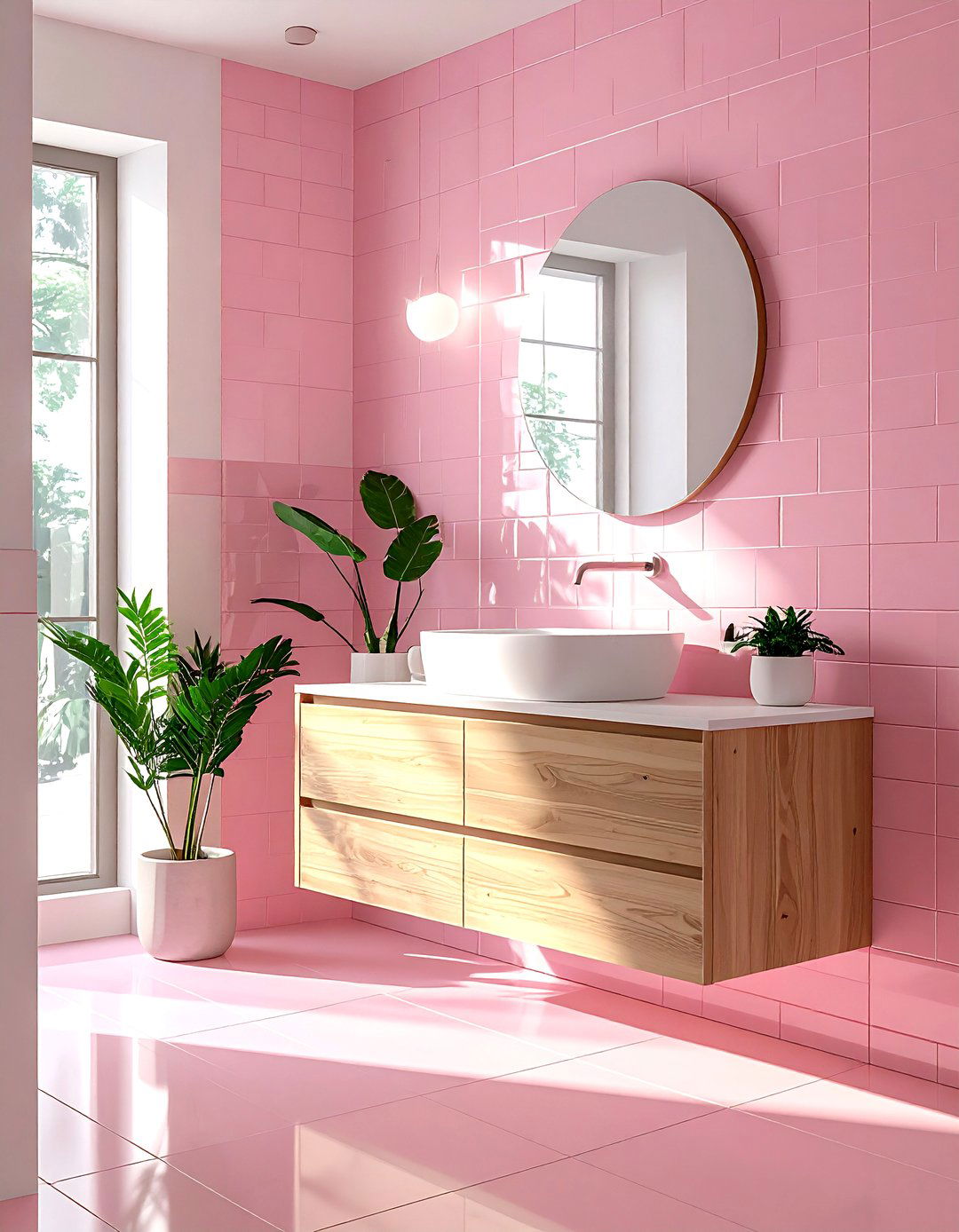 Pink subway tile bathroom vanity - 30 subway tile bathroom ideas