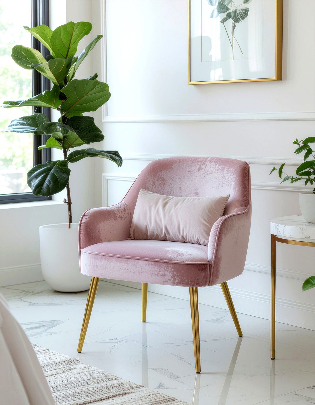 Pink velvet accent chair - 30 velvet bedroom ideas