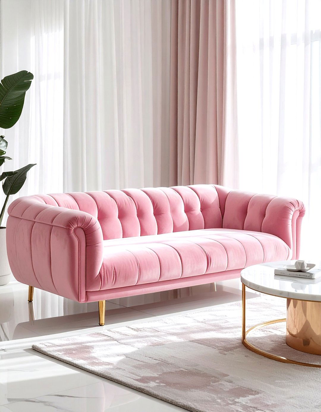 Pink velvet futon - 30 living room futon ideas