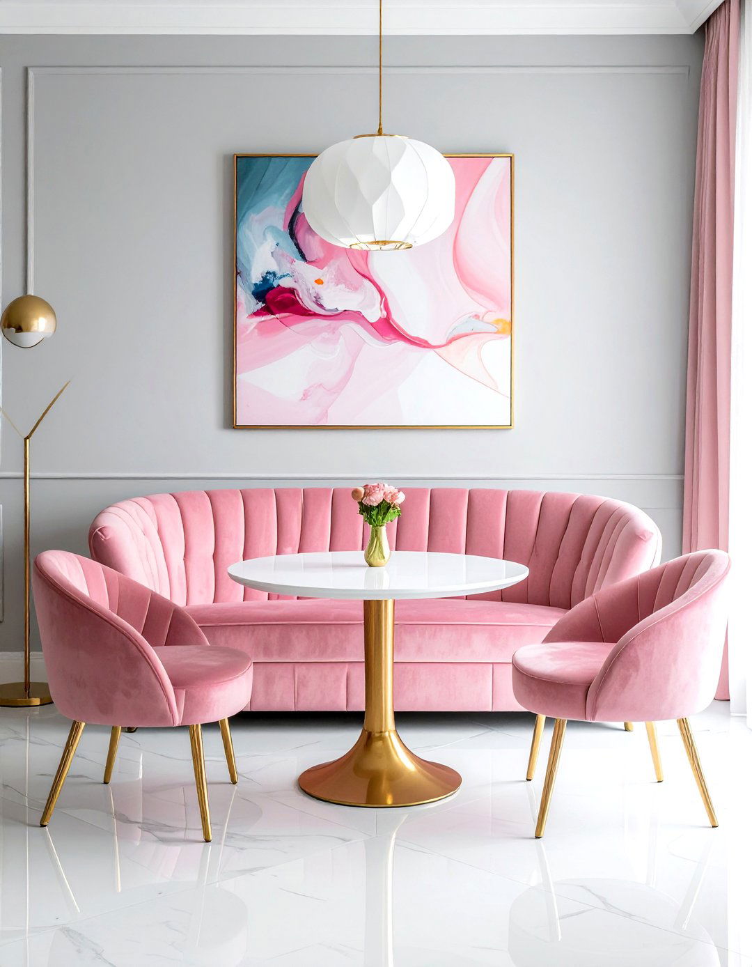 Pink velvet seating - 30 tufted banquette dining ideas