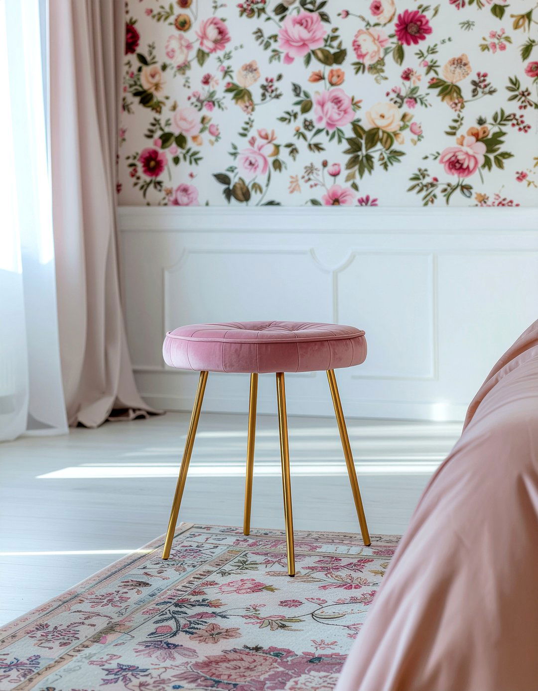 Pink velvet stool - 30 bedroom stools