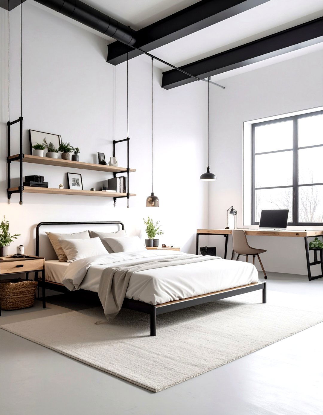 Pipe Furniture Cream Accents - 30 industrial cream bedroom ideas