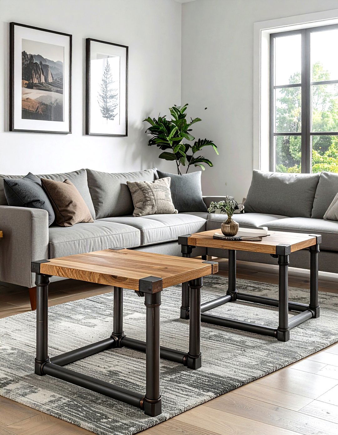 Pipe end table set - 30 living room pipe furniture ideas