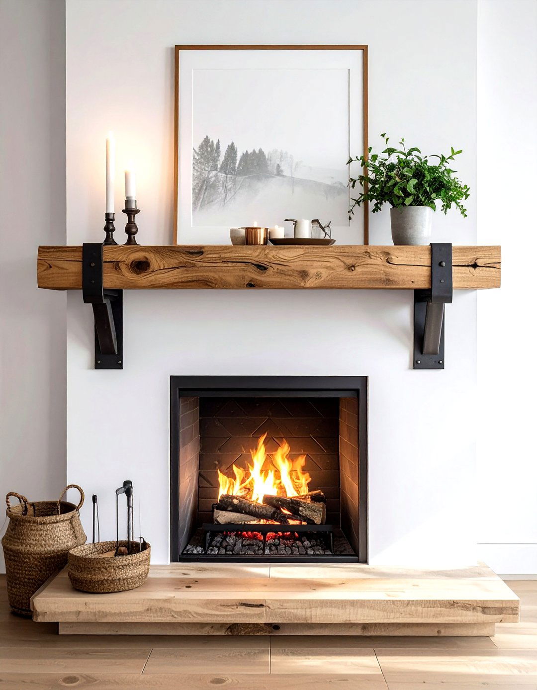 Pipe fireplace mantel shelf - 30 living room pipe furniture ideas