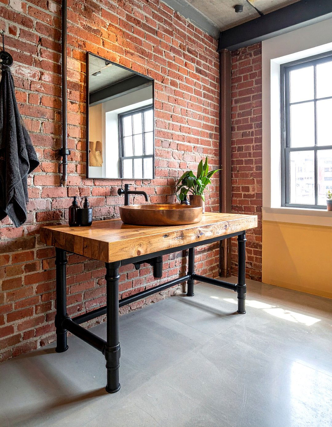 Pipe leg bathroom vanity - 30 DIY bathroom vanity ideas