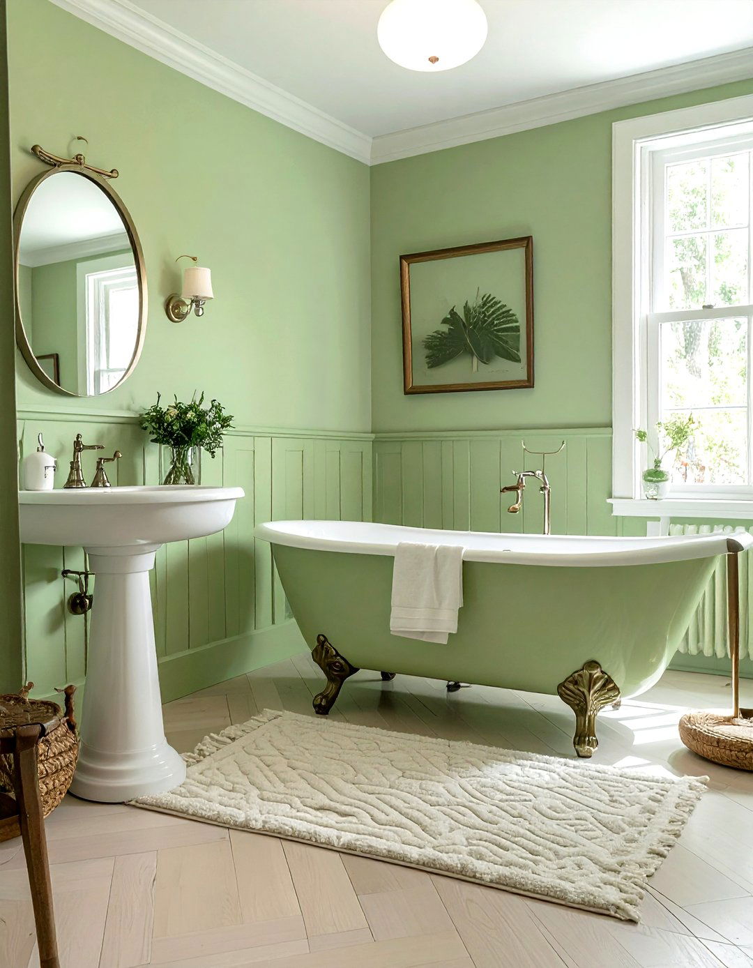 Pistachio green bathroom - 30 green and white bathroom ideas