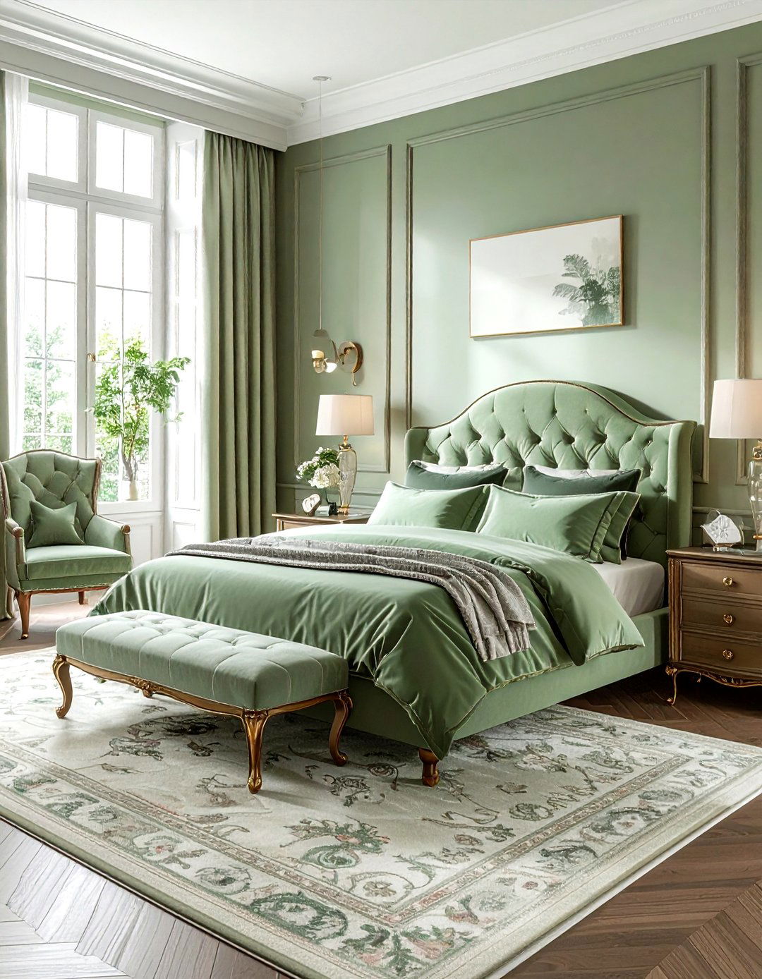 Pistachio green bedroom - 30 traditional green bedroom ideas