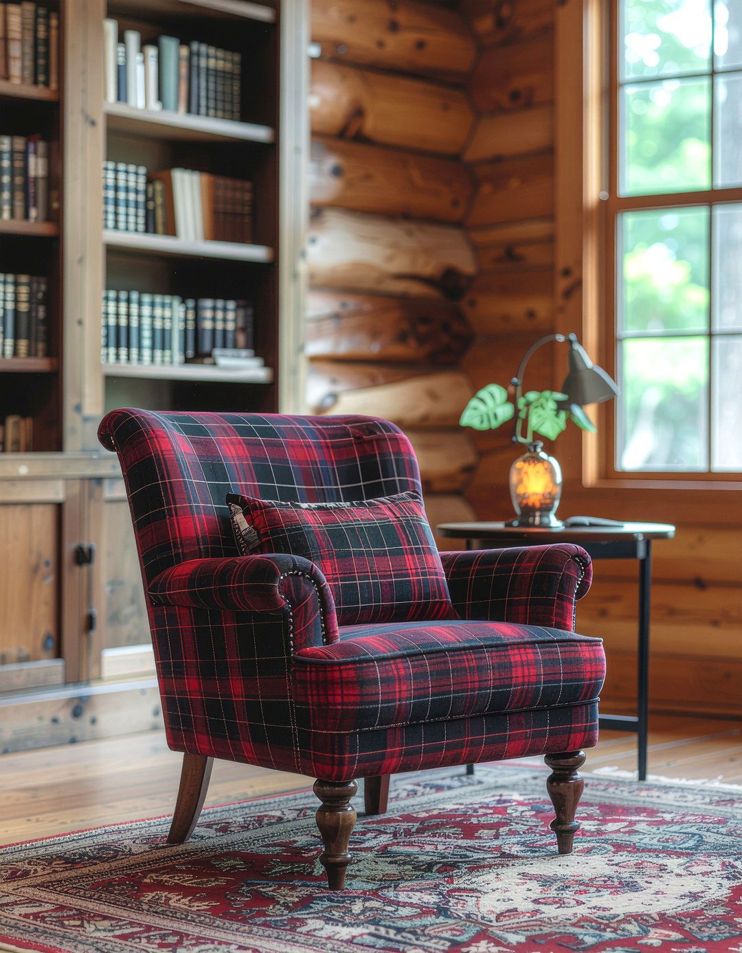 Plaid Upholstery Chair - 30 living room lodge furniture ideas