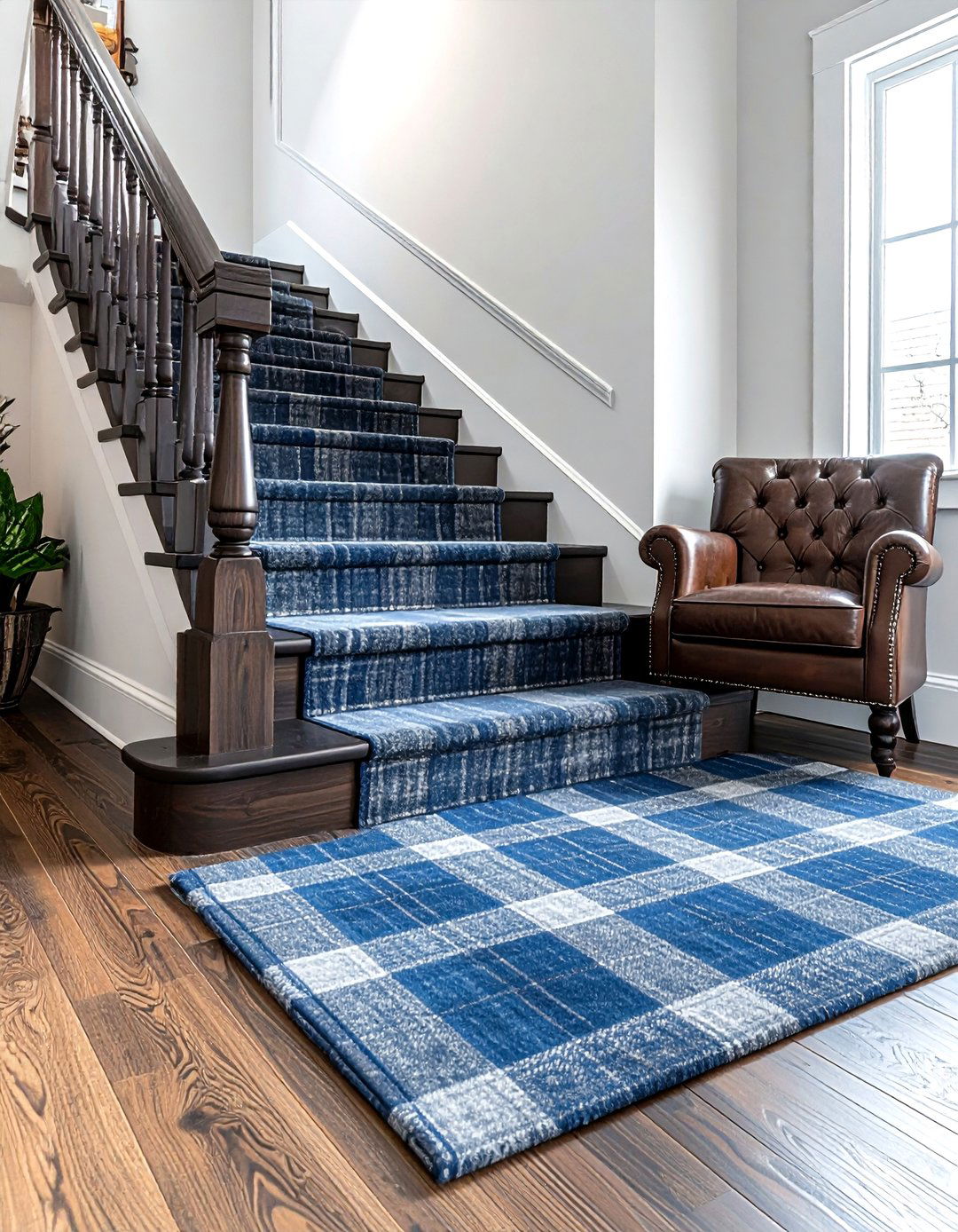 Plaid Wool Stair Runner - 30 stair runner ideas