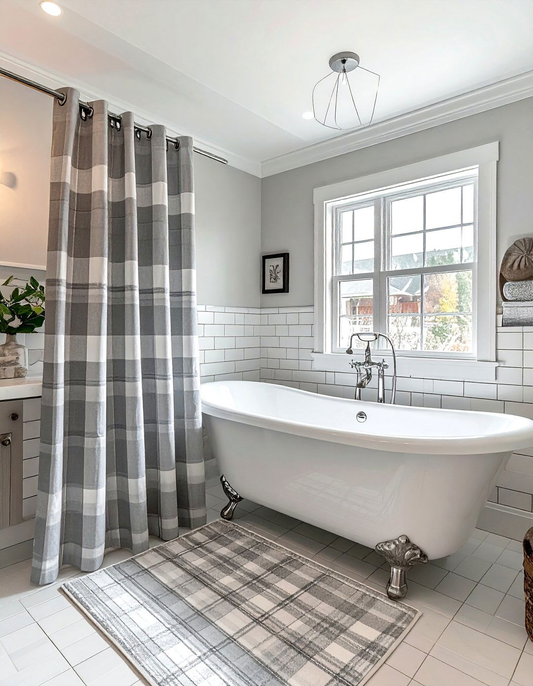 Plaid bathroom shower curtain - 30 plaid decor ideas