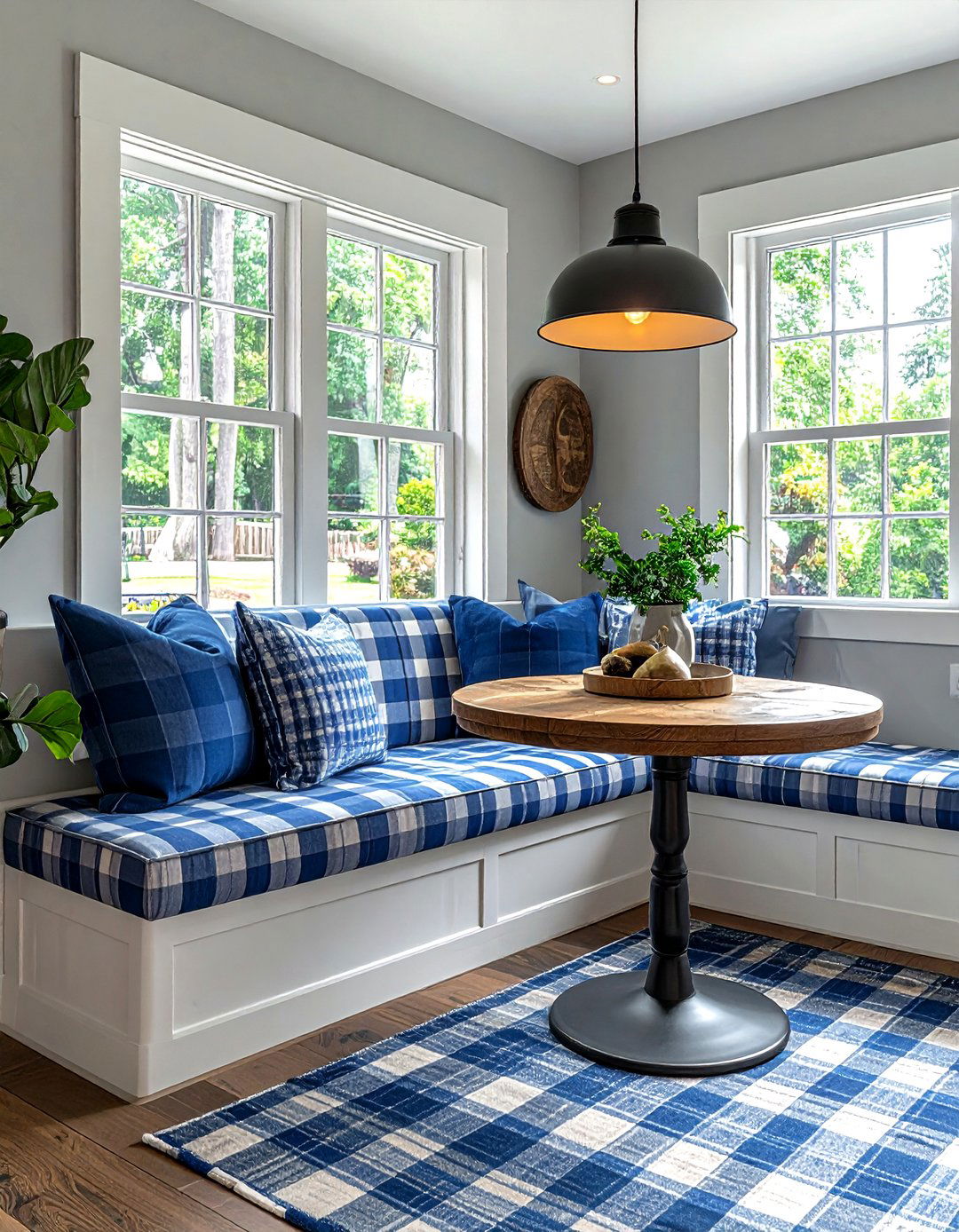 Plaid breakfast nook bench - 30 plaid decor ideas