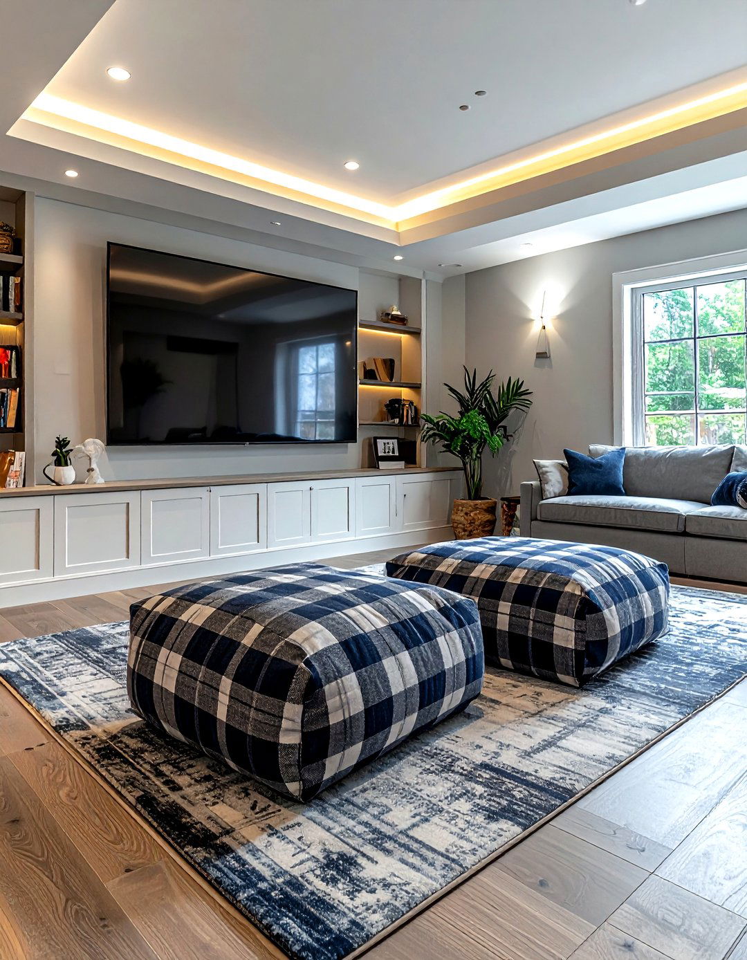 Plaid floor cushions for basement - 30 plaid decor ideas
